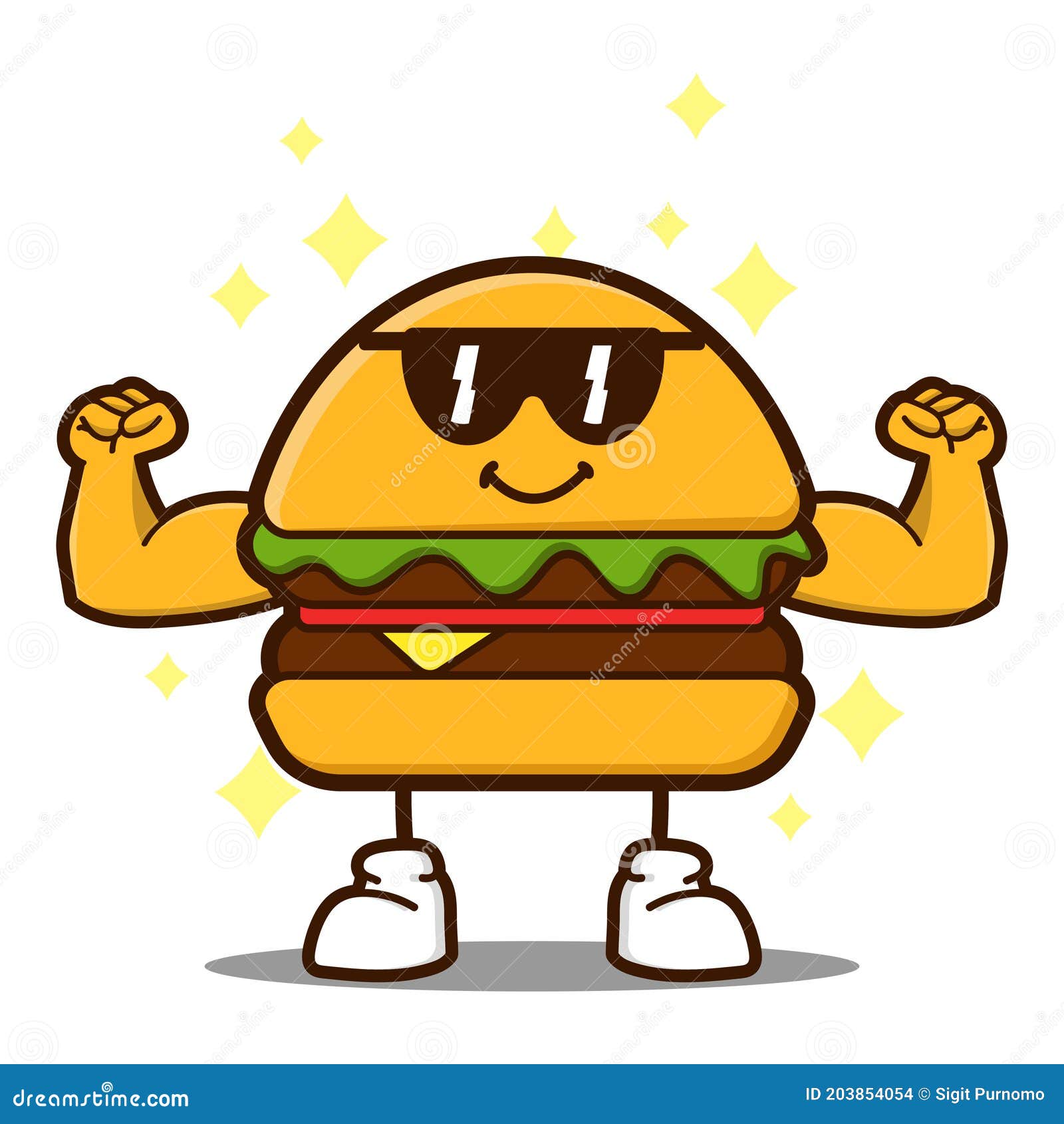 Cute Burger Cartoon Mascot Character Stock Vector - Illustration of emoji,  icon: 203854054