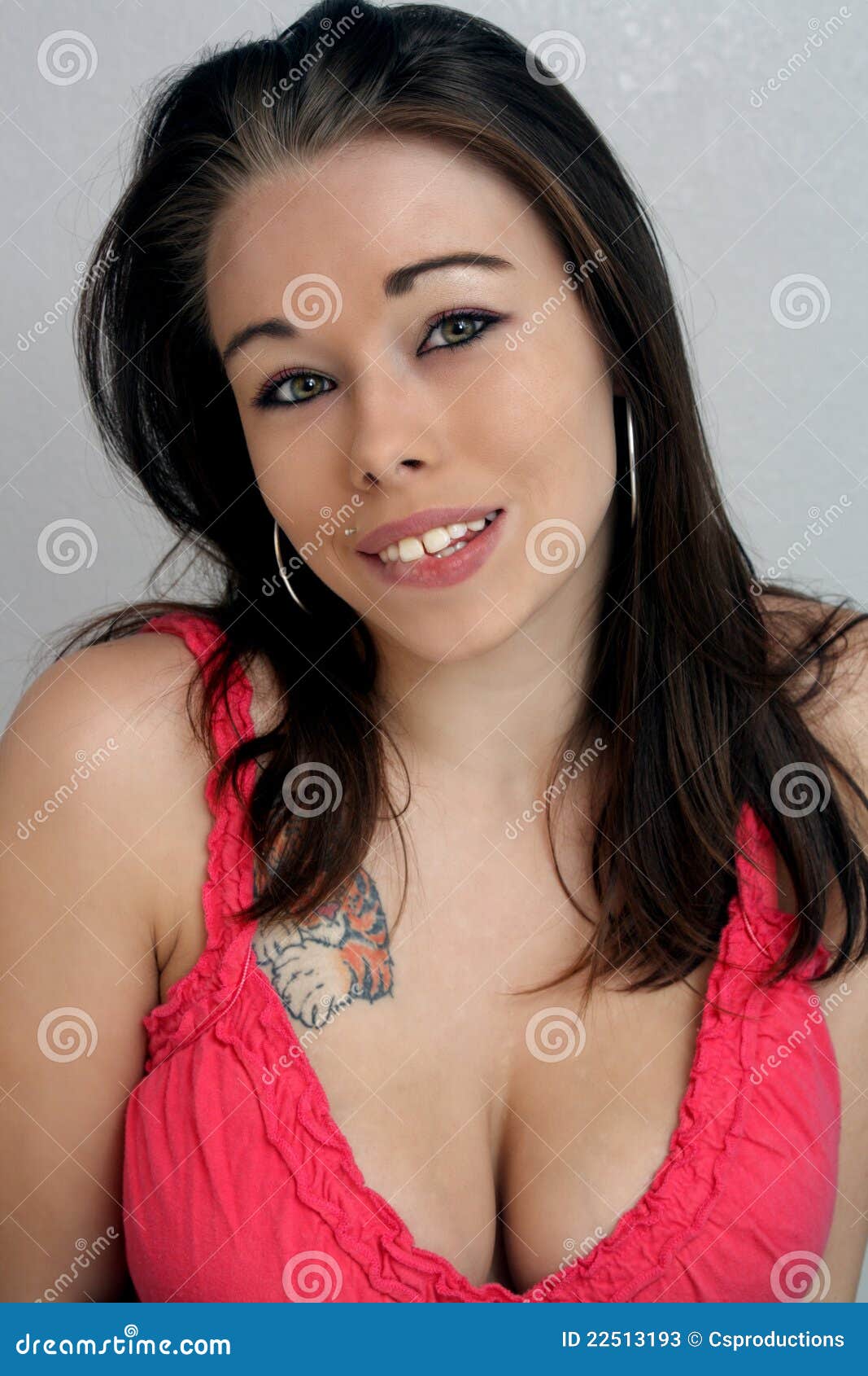 Cute, Busty Brunette, Headshot (1) Stock Image - Image of female,  complexion: 22513193