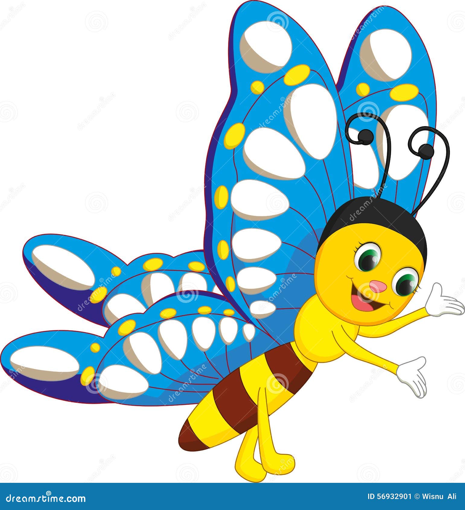 Cute Butterfly Cartoon Illustration 56932901 - Megapixl