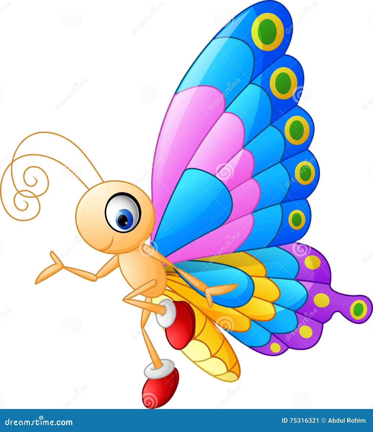 Cute Butterfly Cartoon Presenting Stock Vector - Illustration of ...