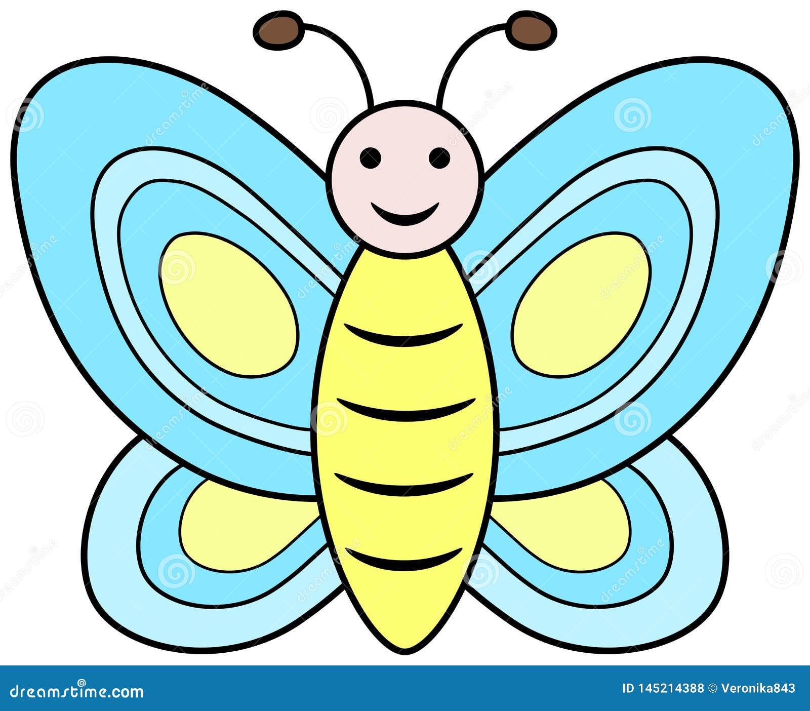 Cute blue butterfly icon stock vector. Illustration of ...