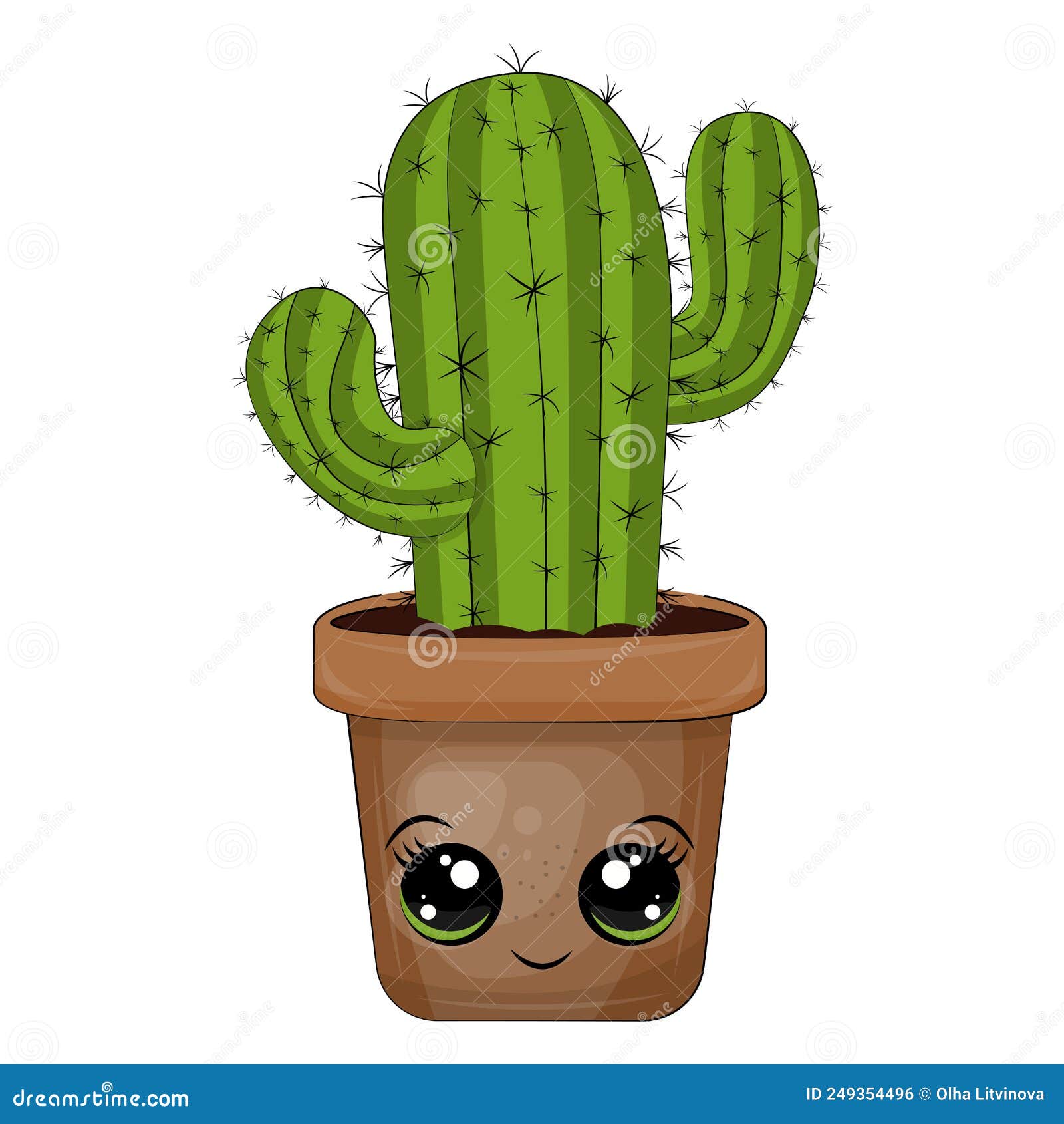 Cute Cactus Clipart for Kids Holidays and Goods. Kawaii Clip Art