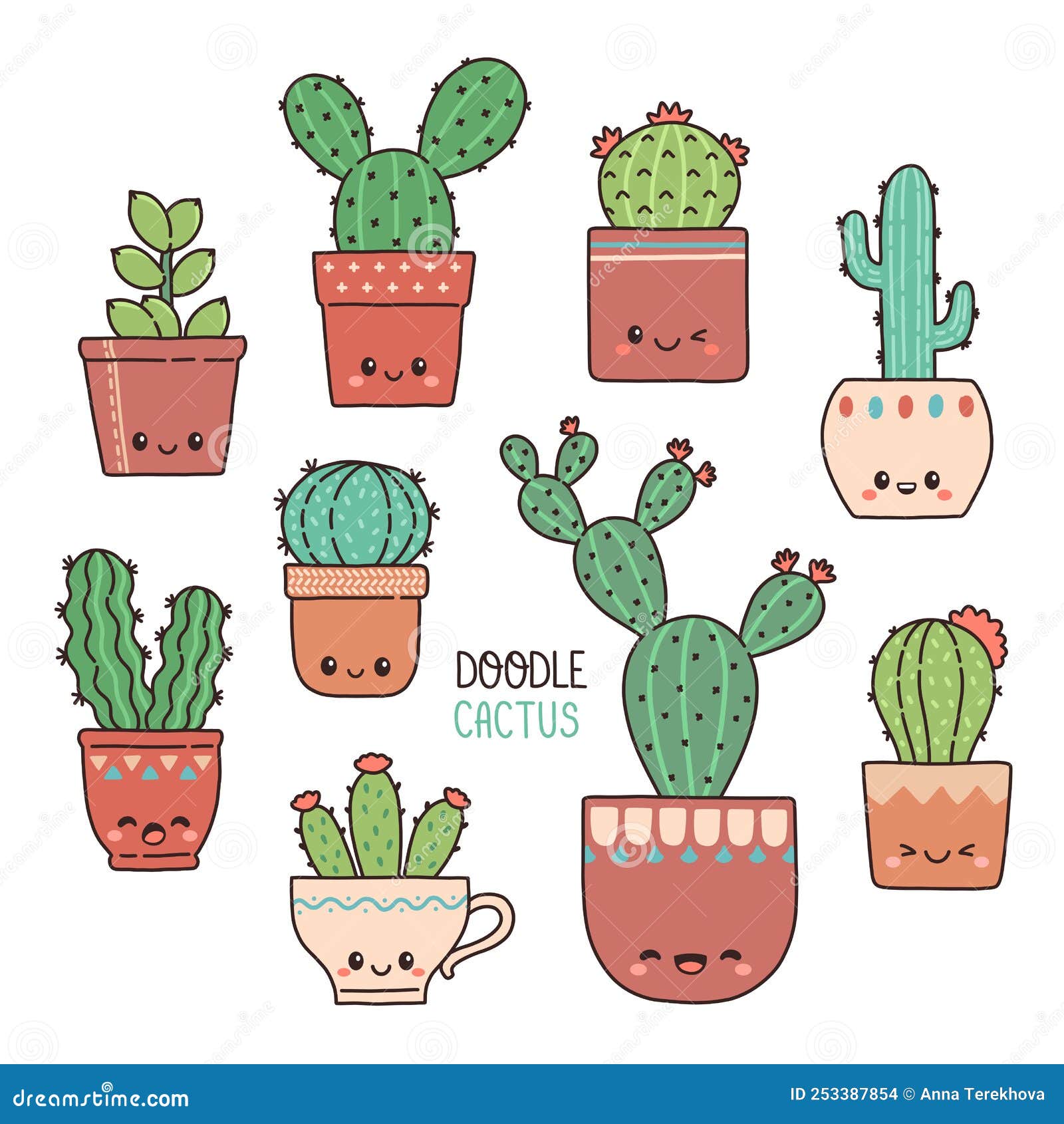 Cute Cactus  Cactus cartoon, Cactus drawing, Cactus illustration