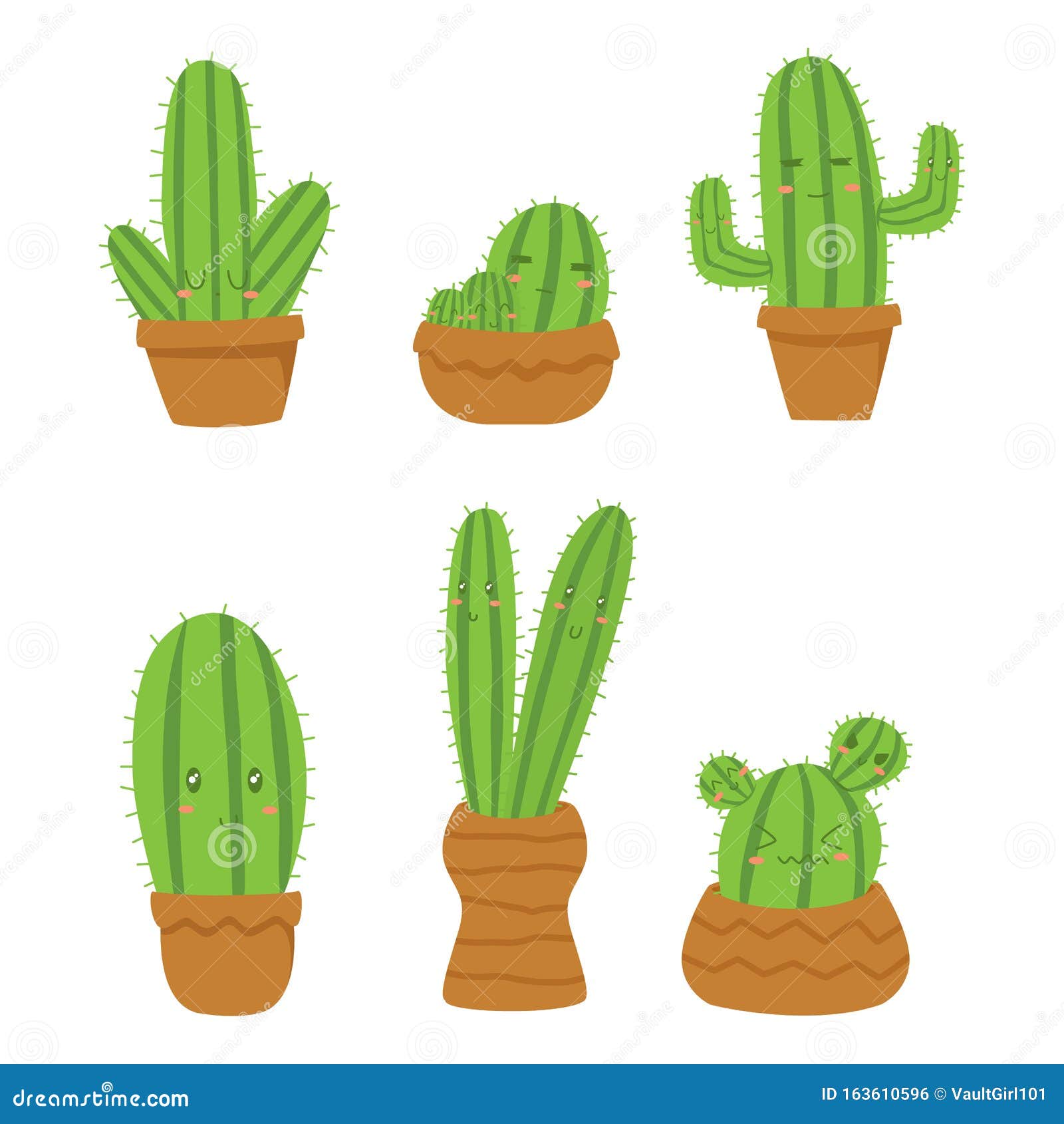 Vetores de Conjunto De Cactos De Desenhos Animados Conjunto De