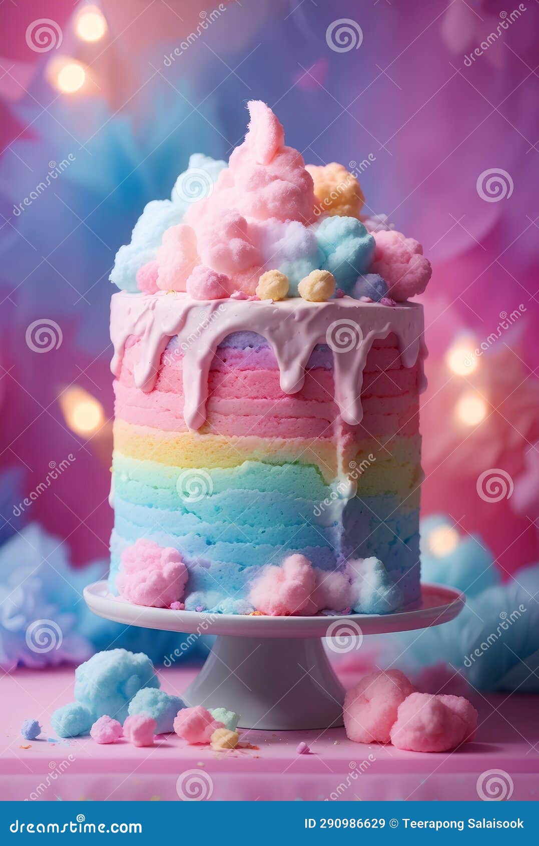 A Cute Cake with a Colorful Light Background Stock Illustration