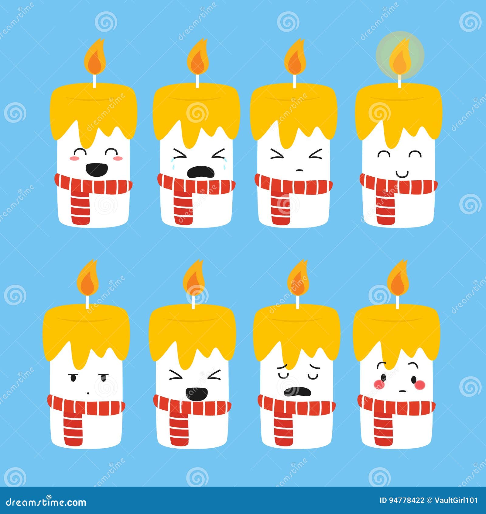 Cute Candles Emojis Vector Set Stock Vector Illustration of emojis