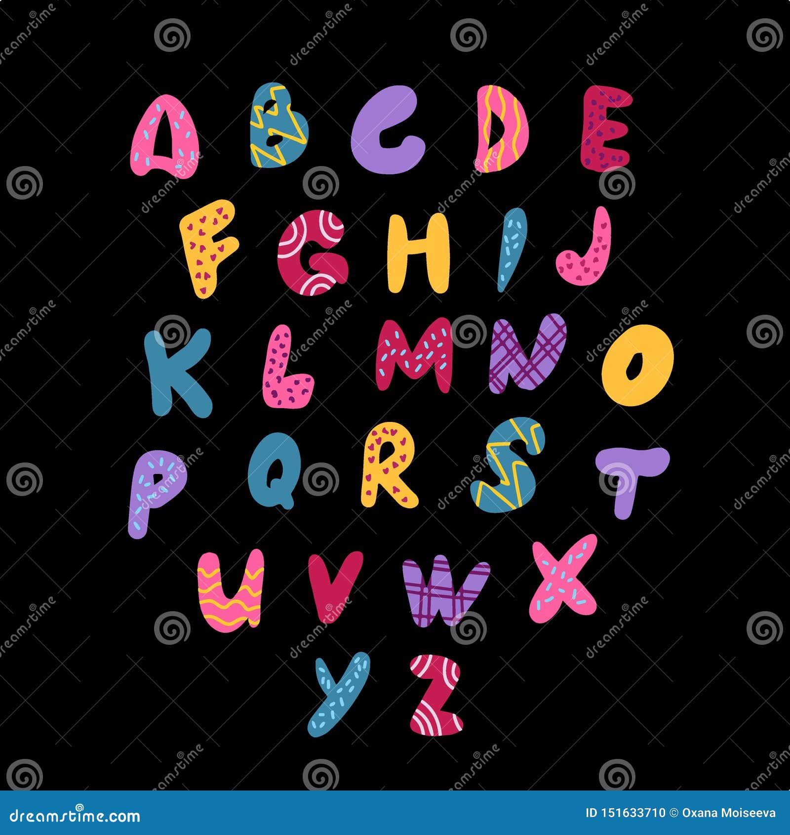 Cute Candy Alphabet. Childish DIY Color Font. Stock Vector ...