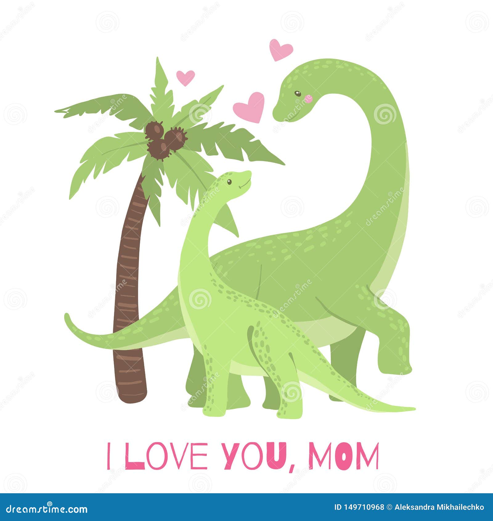 Download Cute Card With Mom And Baby Dinosaur Stock Vector ...