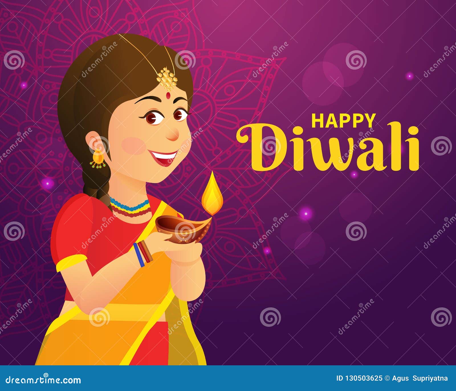 Diwali Greeting Card with Cartoon Indian Kids Stock Vector - Illustration  of culture, girl: 130503625