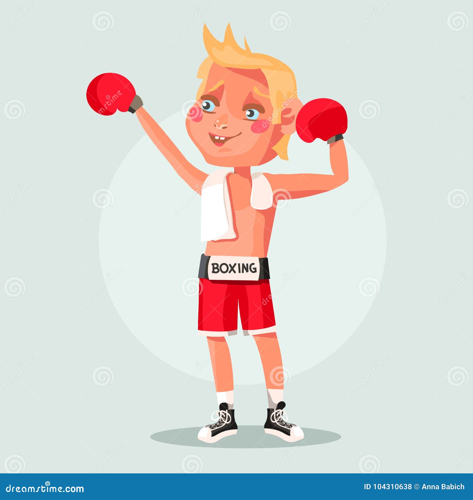 Cute, Cartoon, Adorable Blond Boy in a Boxer Costume Stock Vector ...