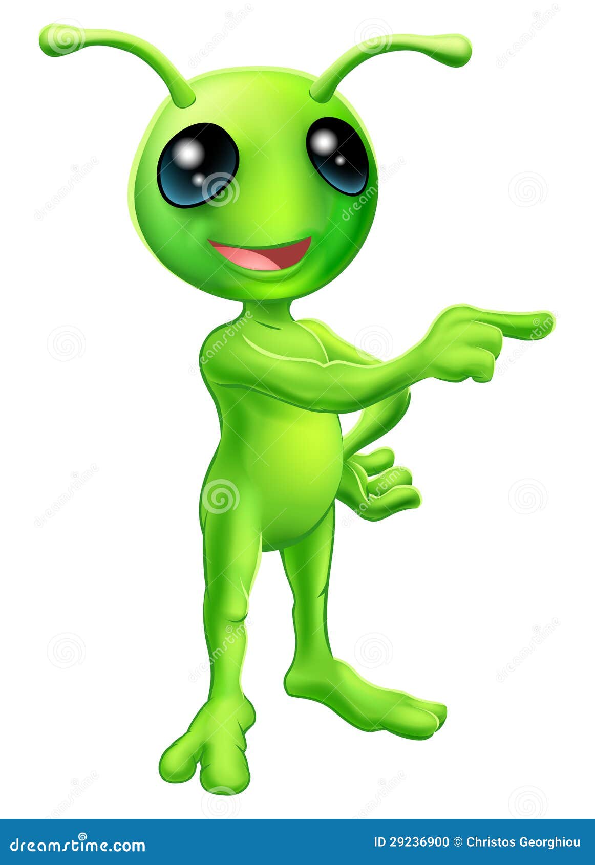 Cute Cartoon Alien Pointing Stock Vector  Image: 29236900