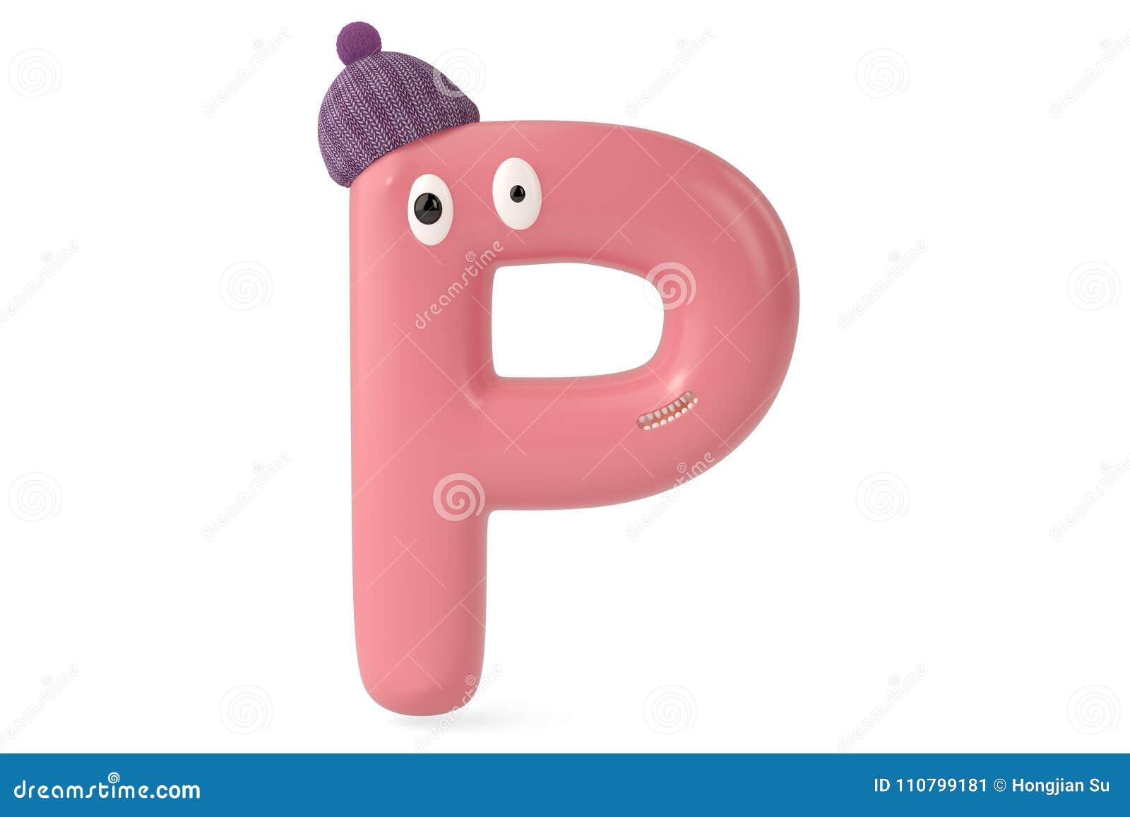 Cute Cartoon Alphabet P with Hat.3D Illustration. Stock Illustration -  Illustration of symbol, type: 110799181