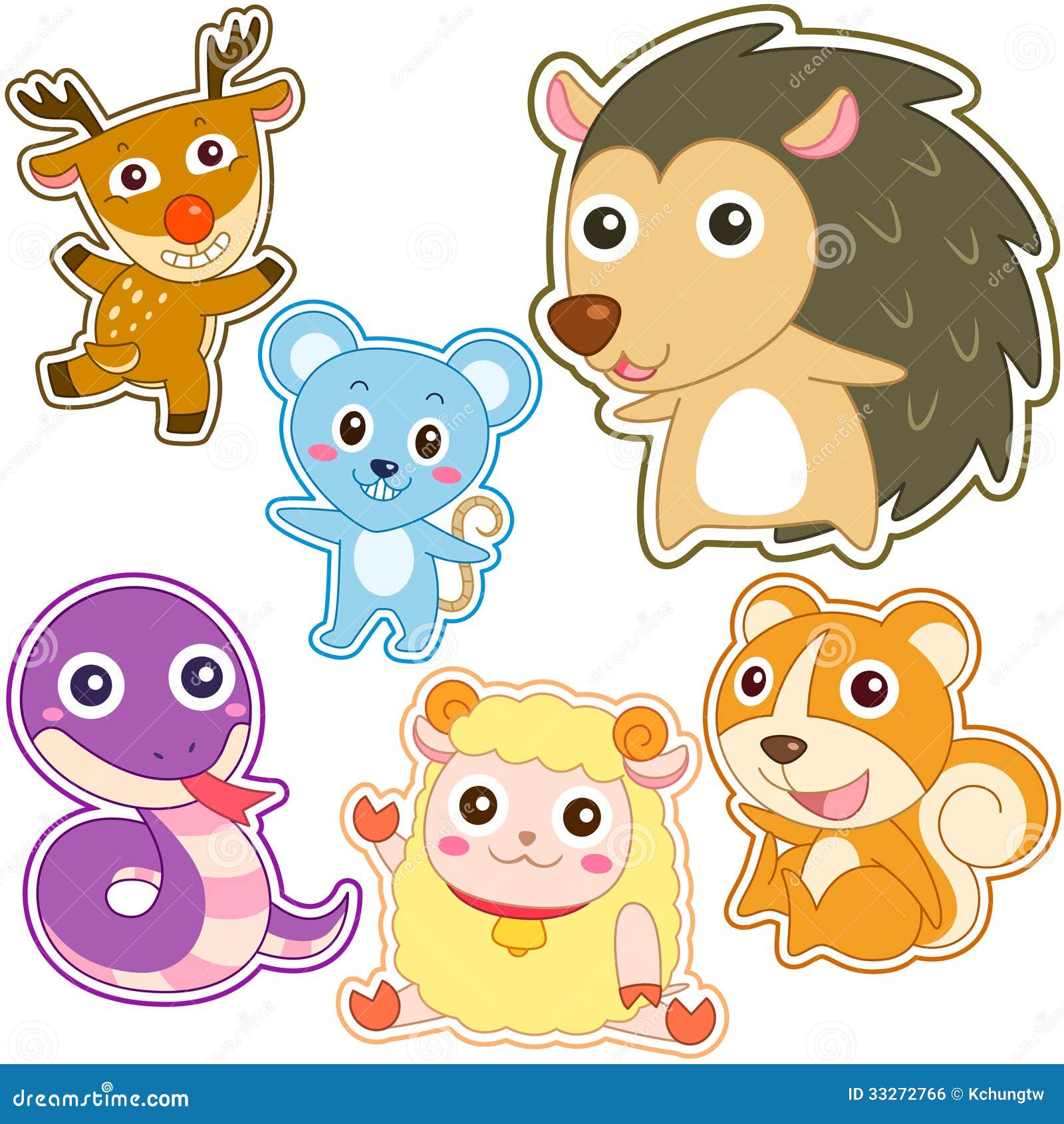 Cute Cartoon Animal Set Royalty Free Stock Image - Image: 33272766