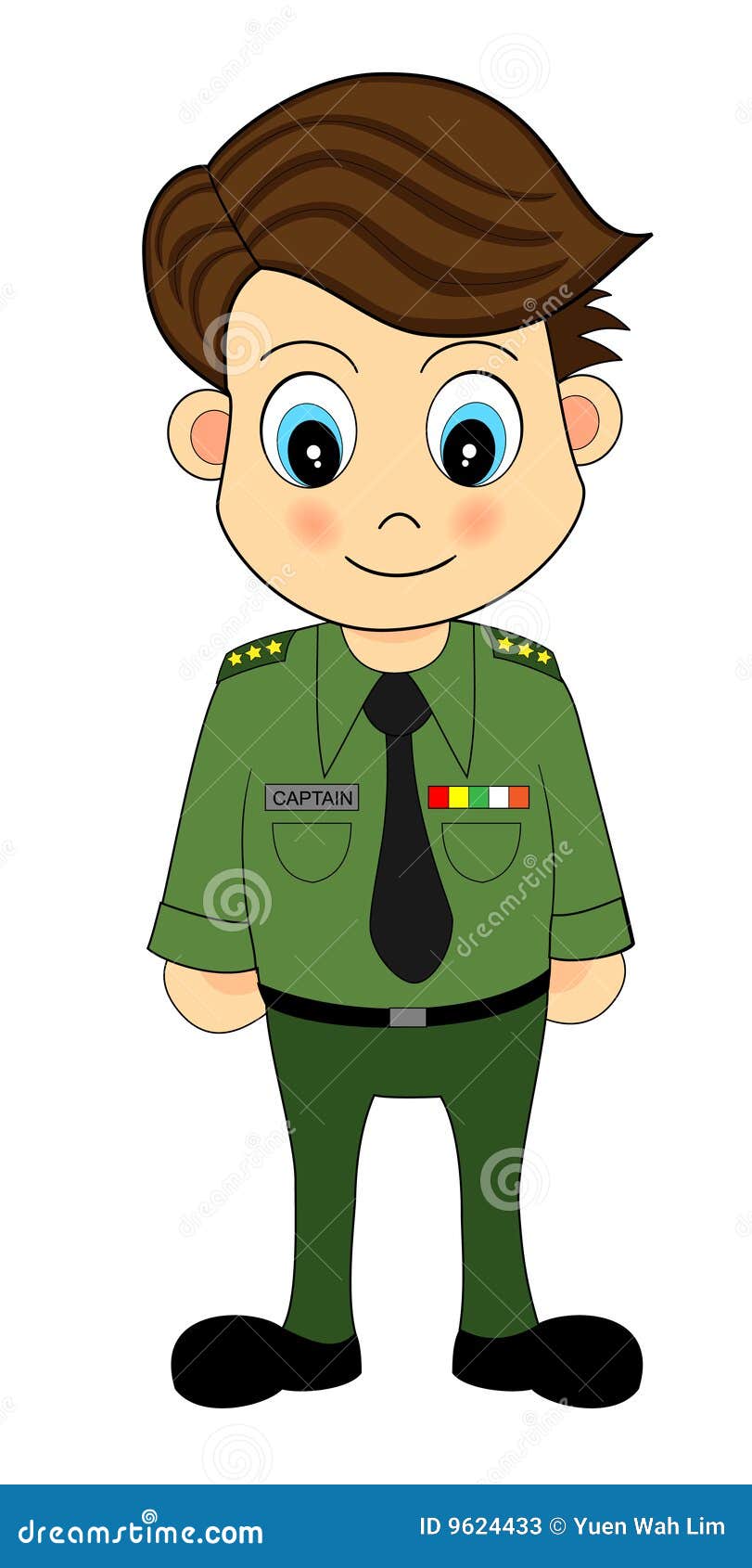 Cute Cartoon Army Officer stock vector. Illustration of profession