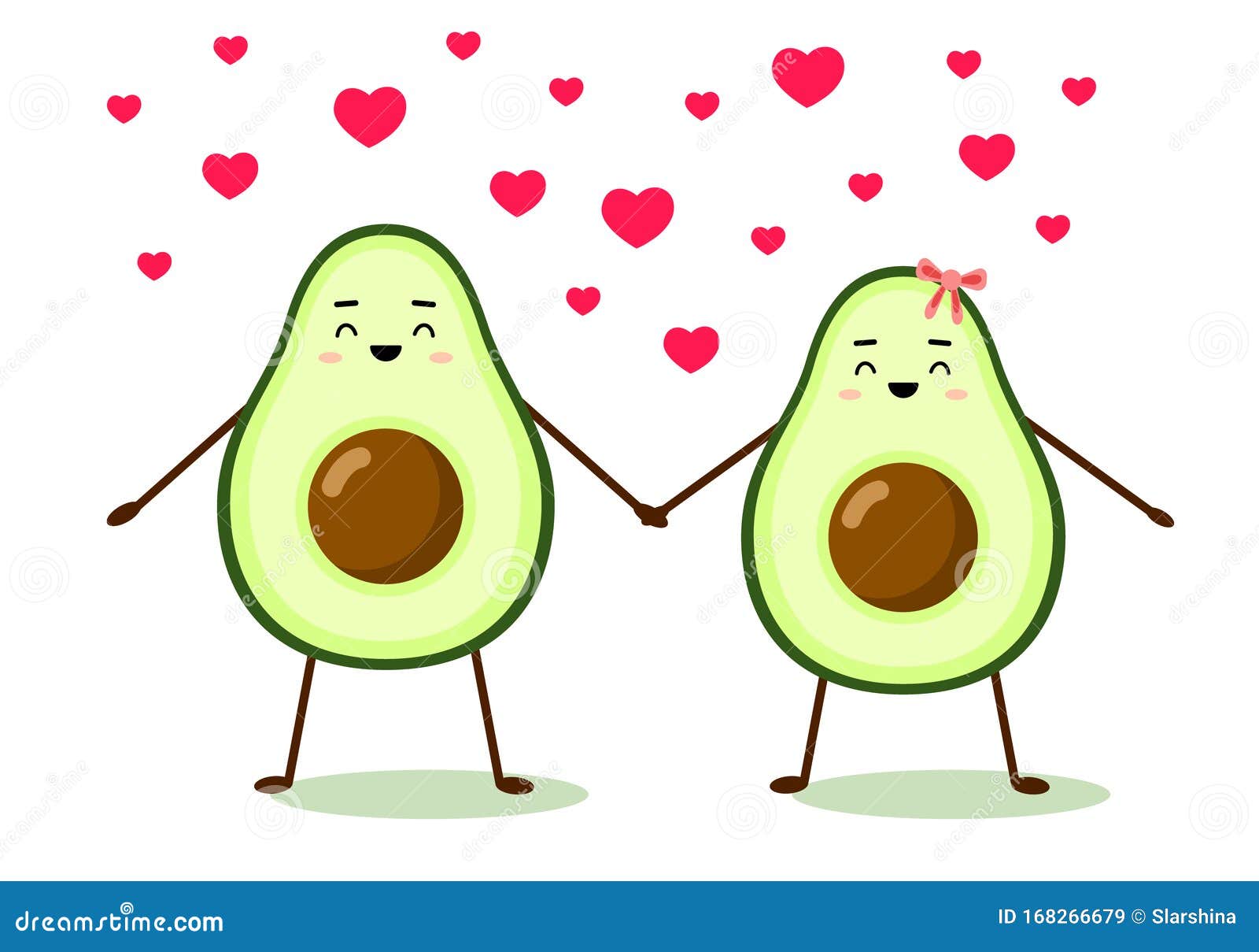 Cute Avocado Couple In Love Vector Illustration