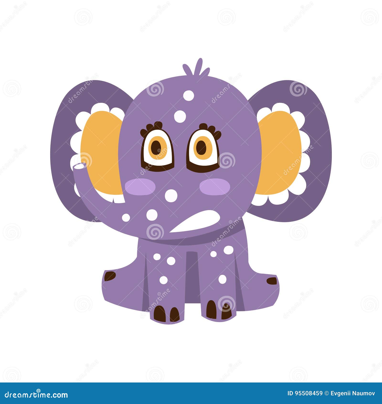 Download Cute Cartoon Baby Elephant Character Sitting On A Floor ...