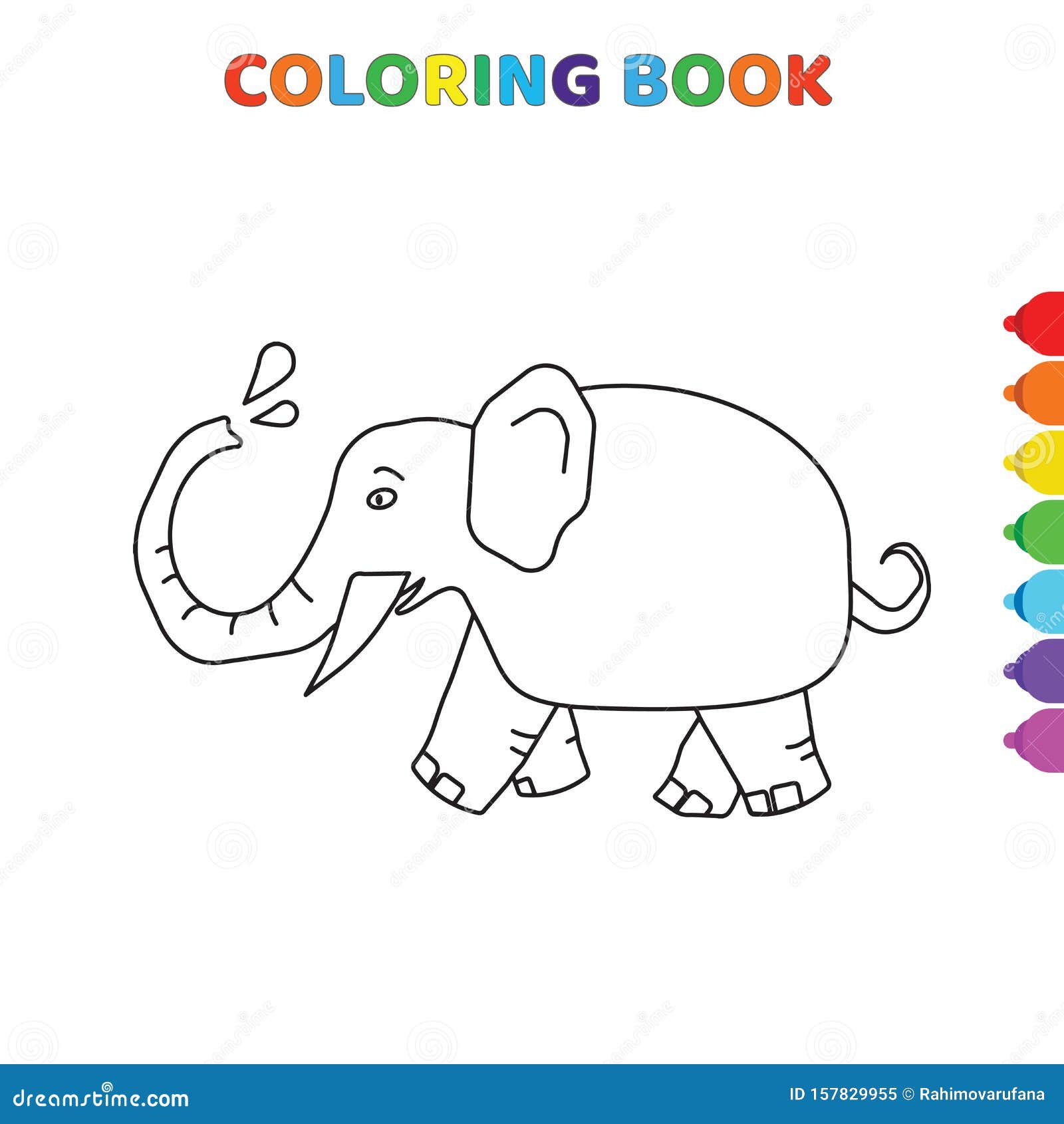 Cute Cartoon Baby Elephant Walking Coloring Book for Kids. Black and White  Vector Illustration for Coloring Book Stock Vector - Illustration of  design, children: 157829955
