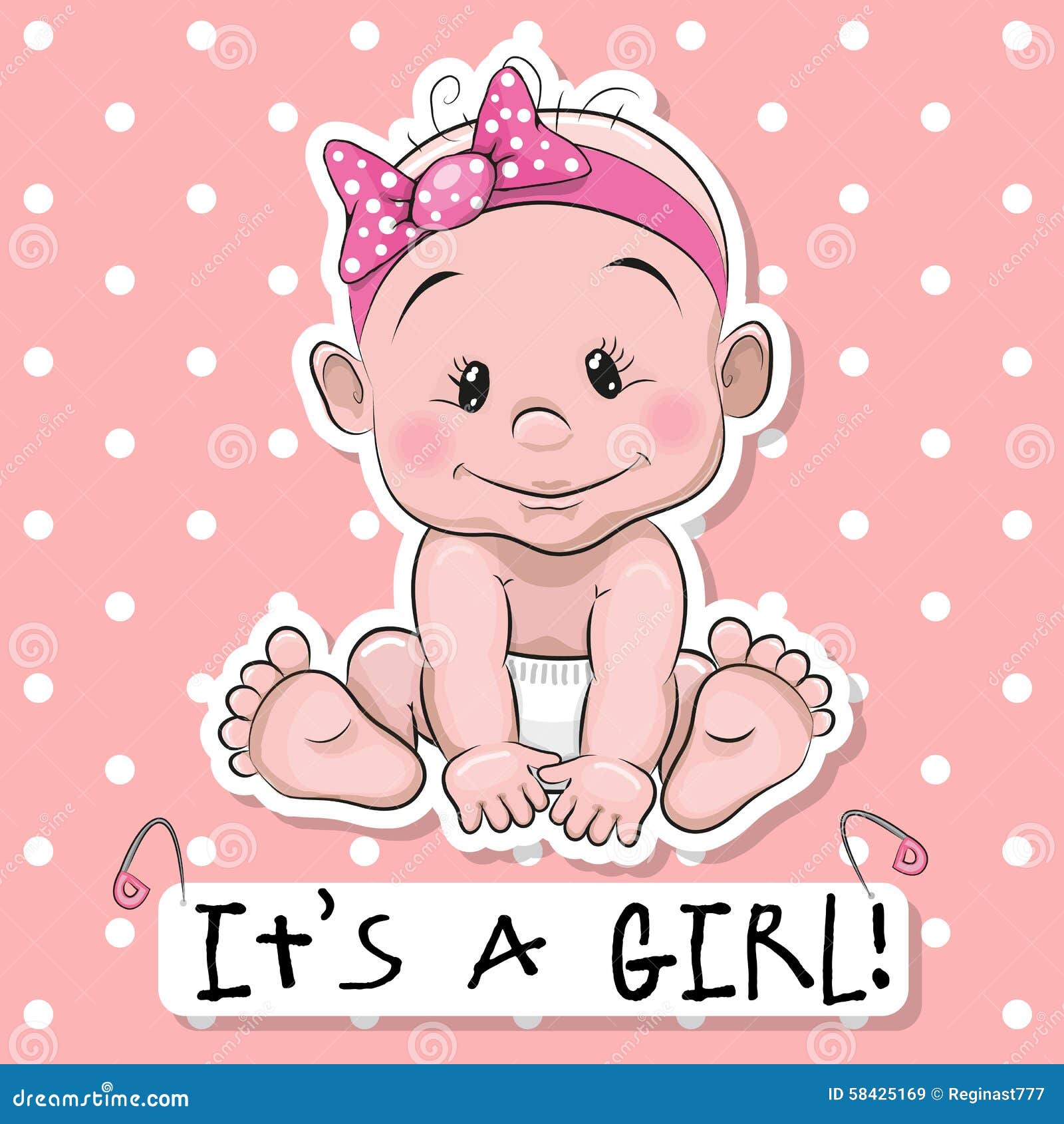 Cute cartoon baby girl stock vector. Illustration of months - 58425169