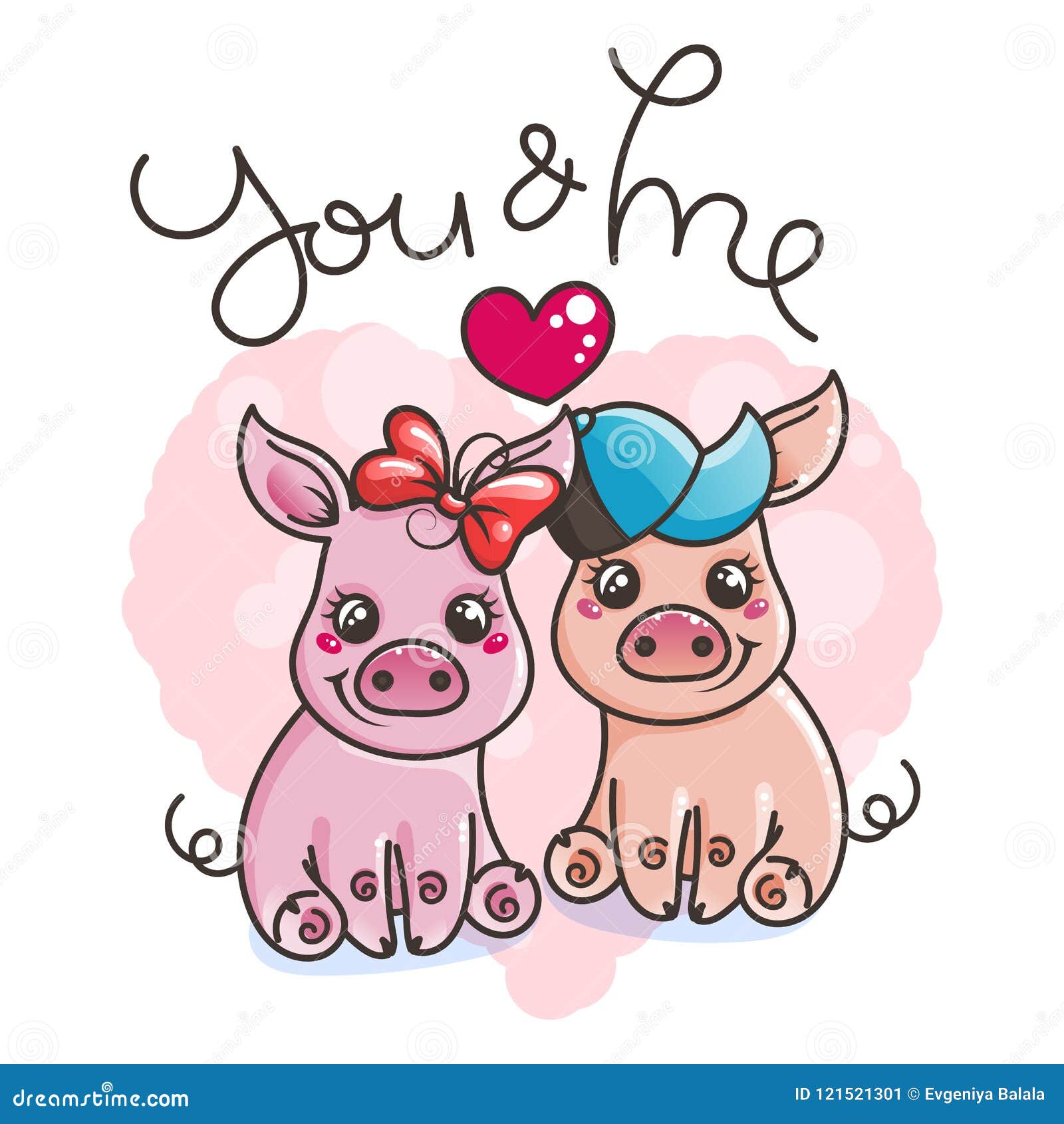 Cute Cartoon Baby Pigs in Love Stock Vector - Illustration of piggy,  aviator: 121521301