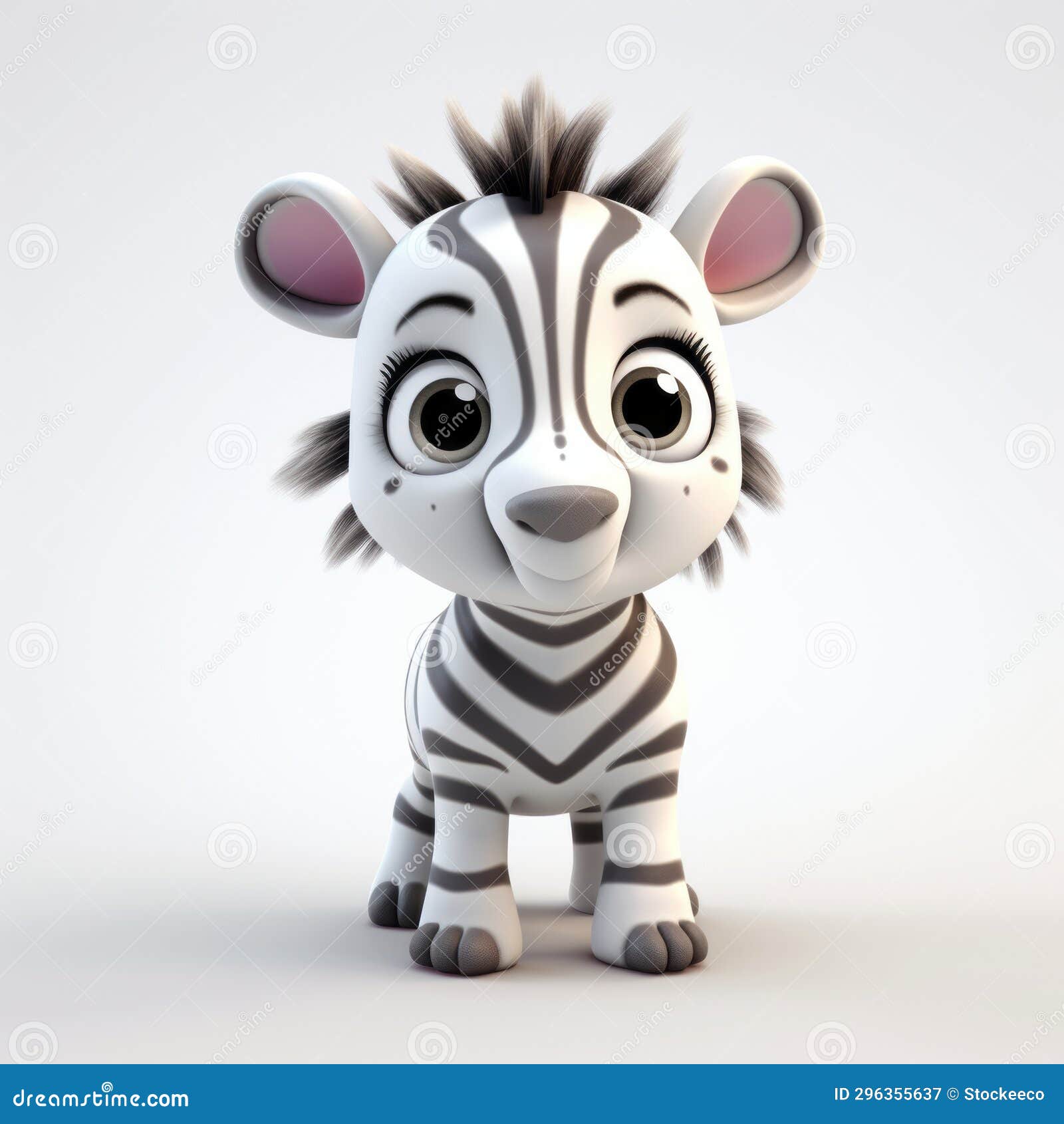 cute cartoon baby zebra 3d model photo in fantasy style