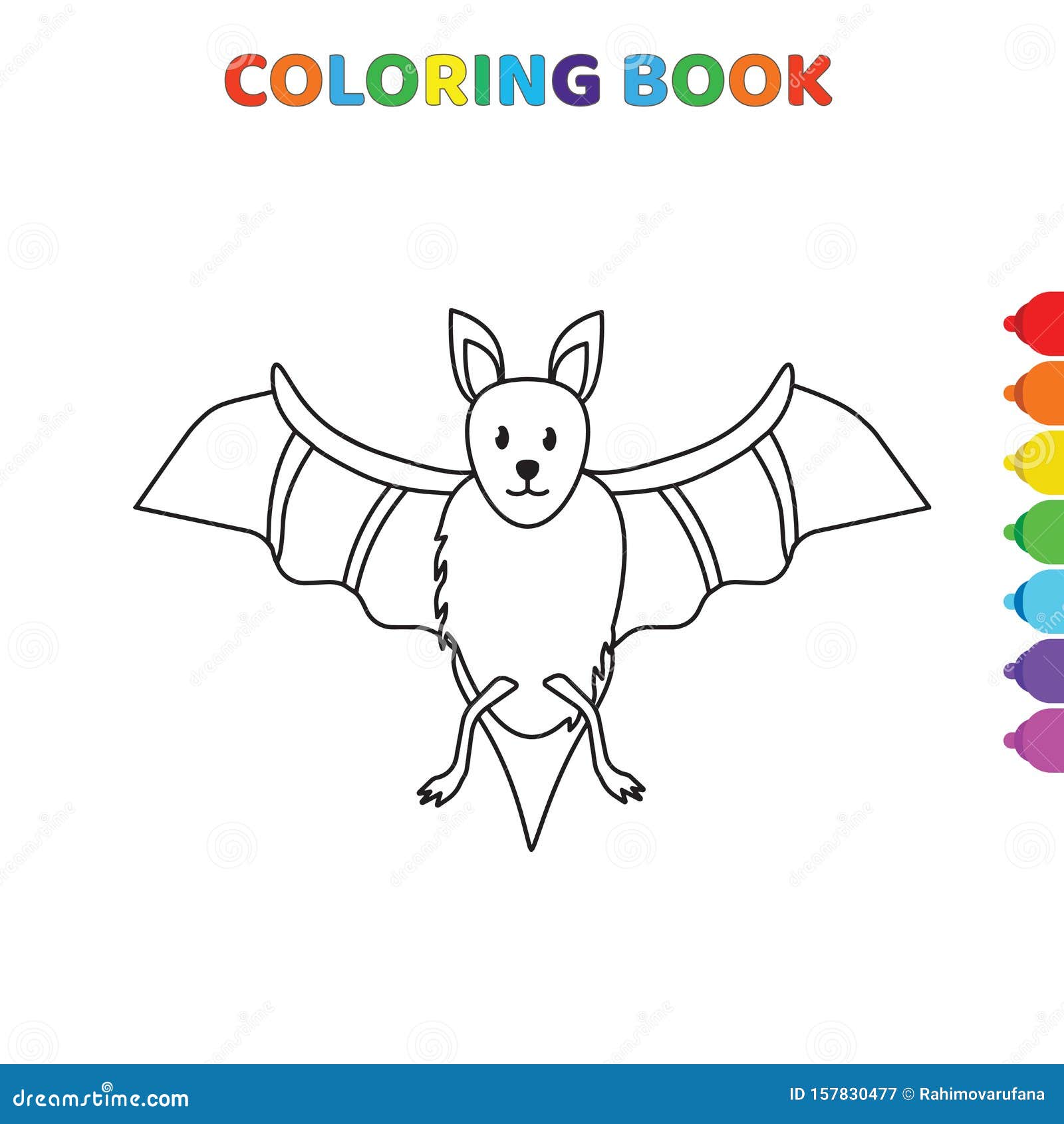 Cute Cartoon Bat Animal Coloring Book for Kids. Black and White Vector  Illustration for Coloring Book Stock Vector - Illustration of book, drawing:  157830477