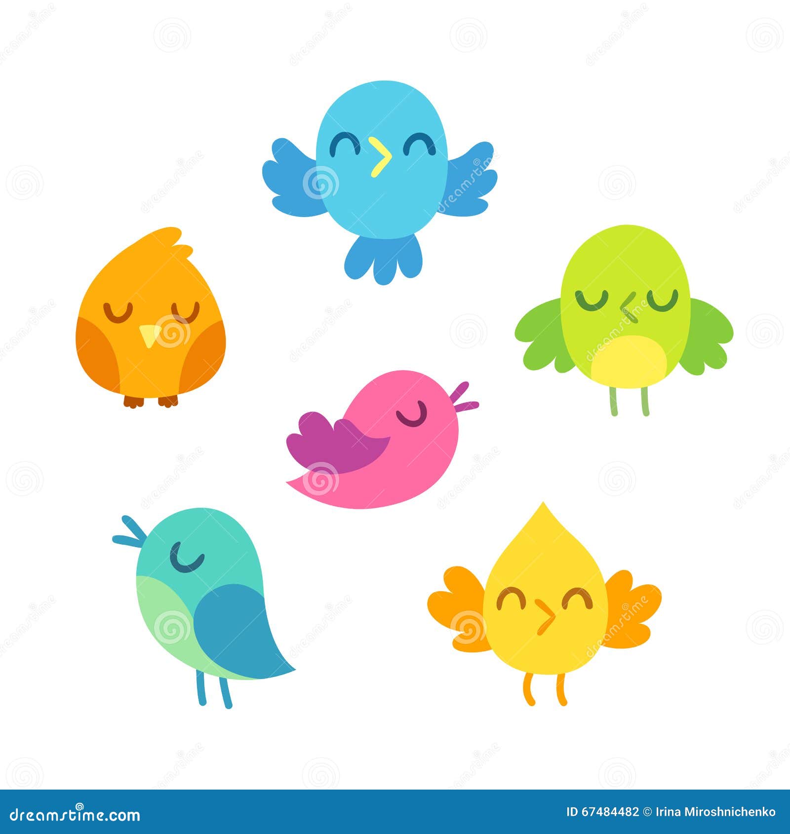 Cute cartoon birds set stock vector. Illustration of graphic - 67484482