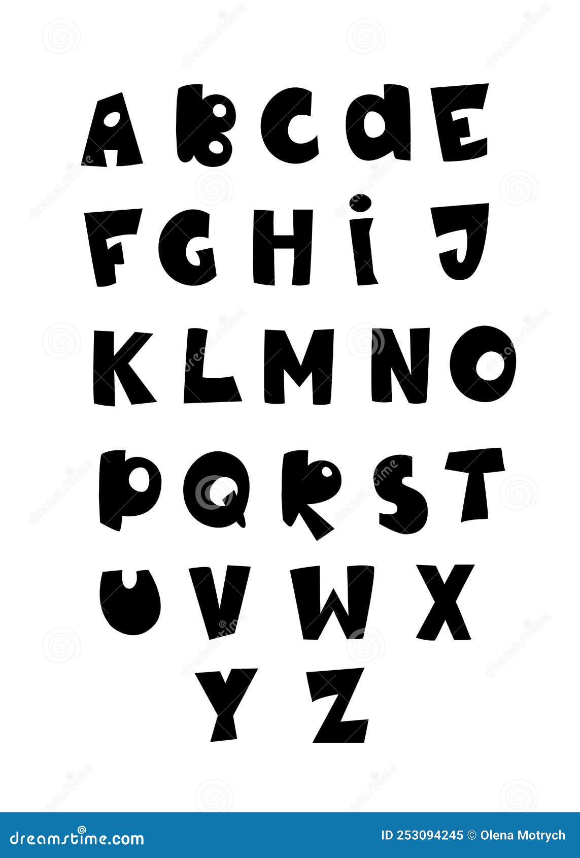 Cute Cartoon Black Script Simple Flat Alphabet for Your Lettering ...