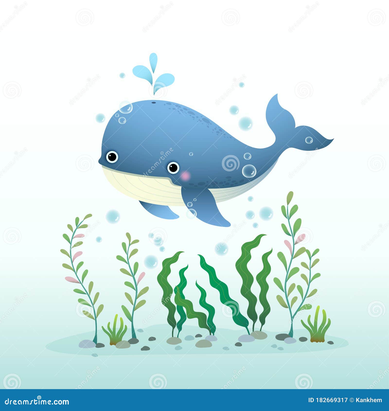 A Whale Swimming Under The Sea Cartoon Vector | CartoonDealer.com #9189085