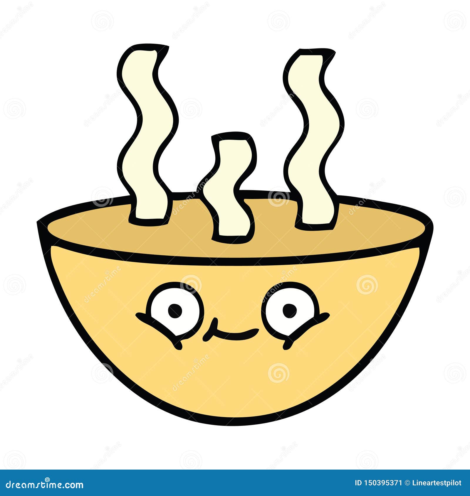 Cute Cartoon of a Bowl of Hot Soup Stock Vector Illustration of