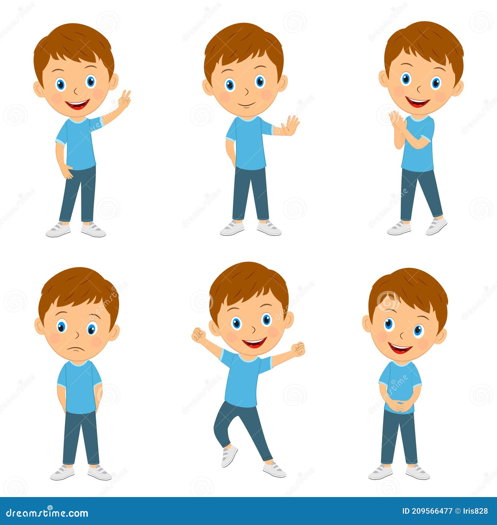 Cute Cartoon Boy Emotions Set Stock Vector - Illustration of study,  education: 209566477