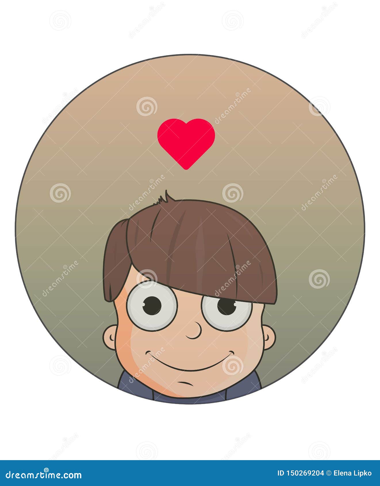 Cute Cartoon Boy with Love Emotions. Vector Illustration Stock Vector ...