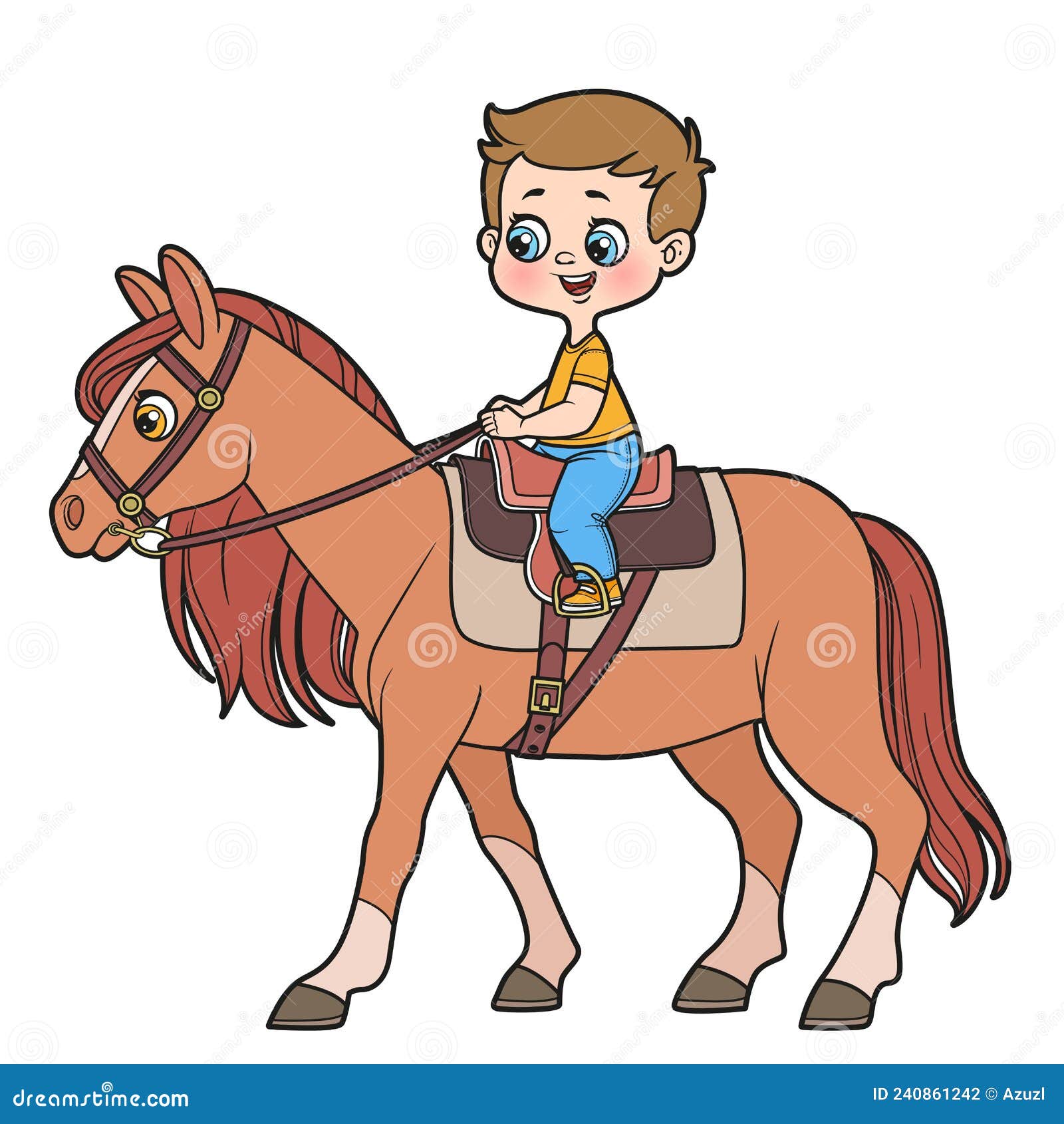 Cartoon Guy Riding Horse