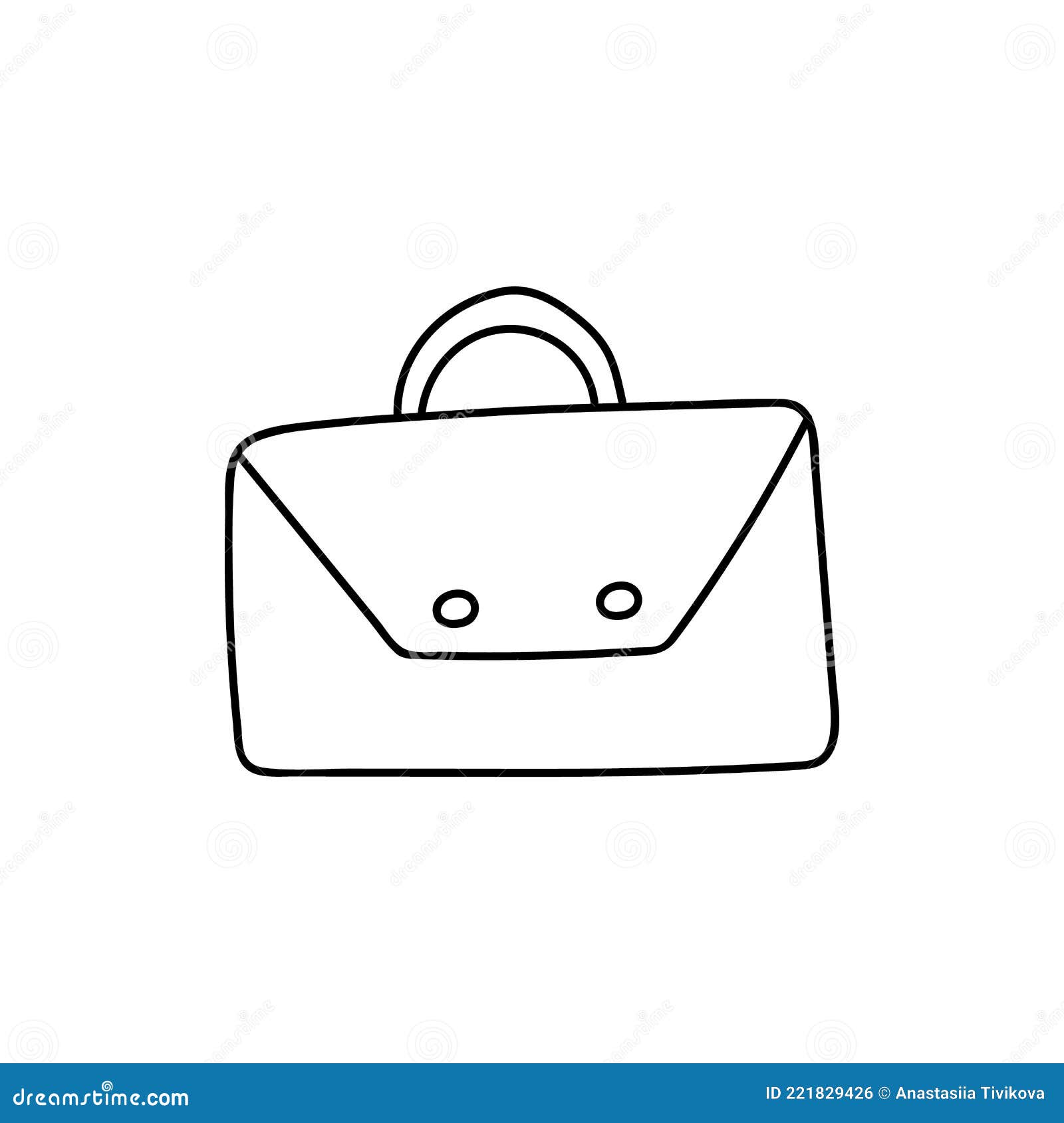Cute Cartoon Briefcase with Buttons for Documents for Office Work, School, University. Vector
