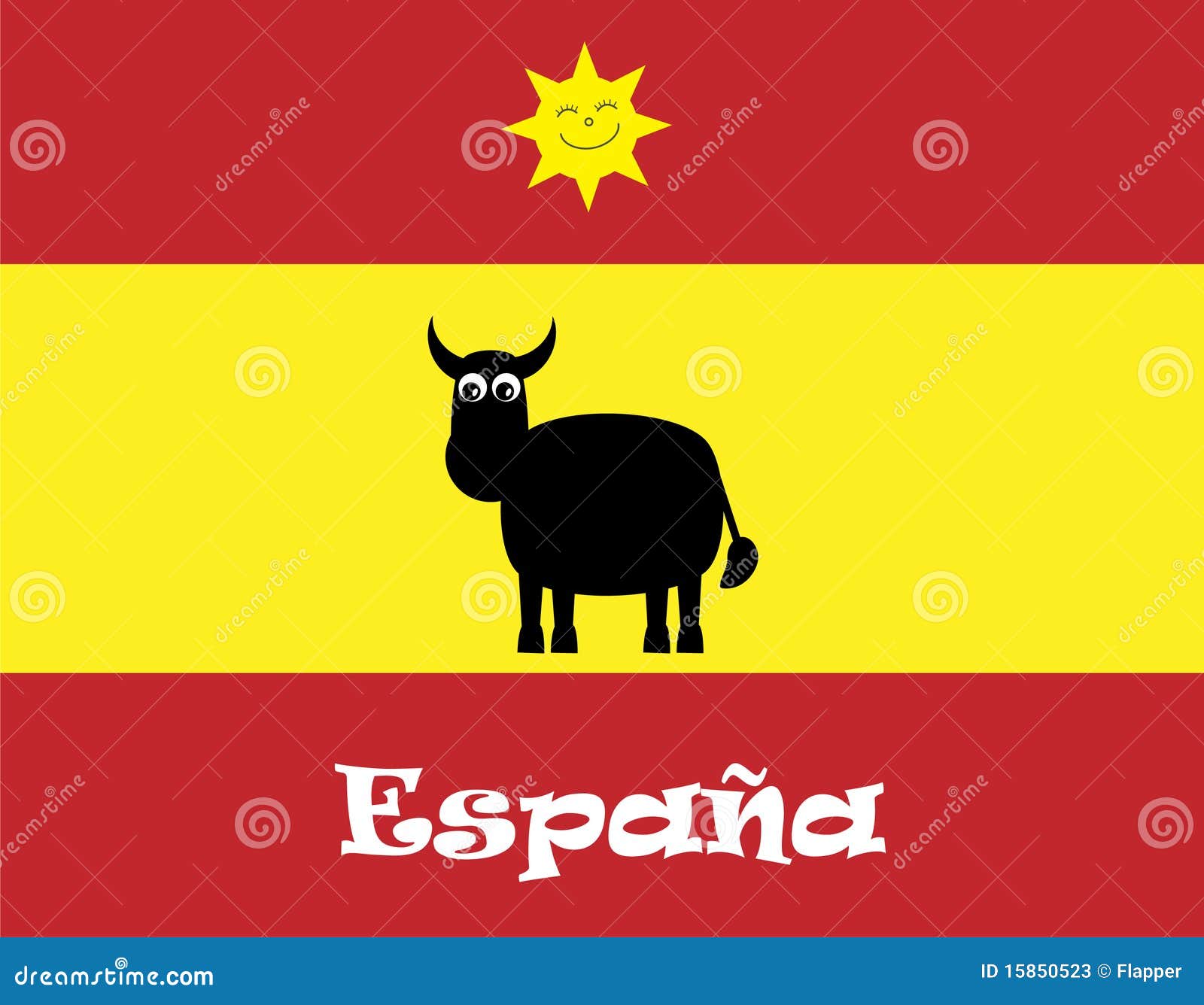 Gemakkelijk Guggenheim Museum Betrokken Cute Cartoon Bull, Spanish Flag & Sun Stock Vector - Illustration of cute,  flags: 15850523