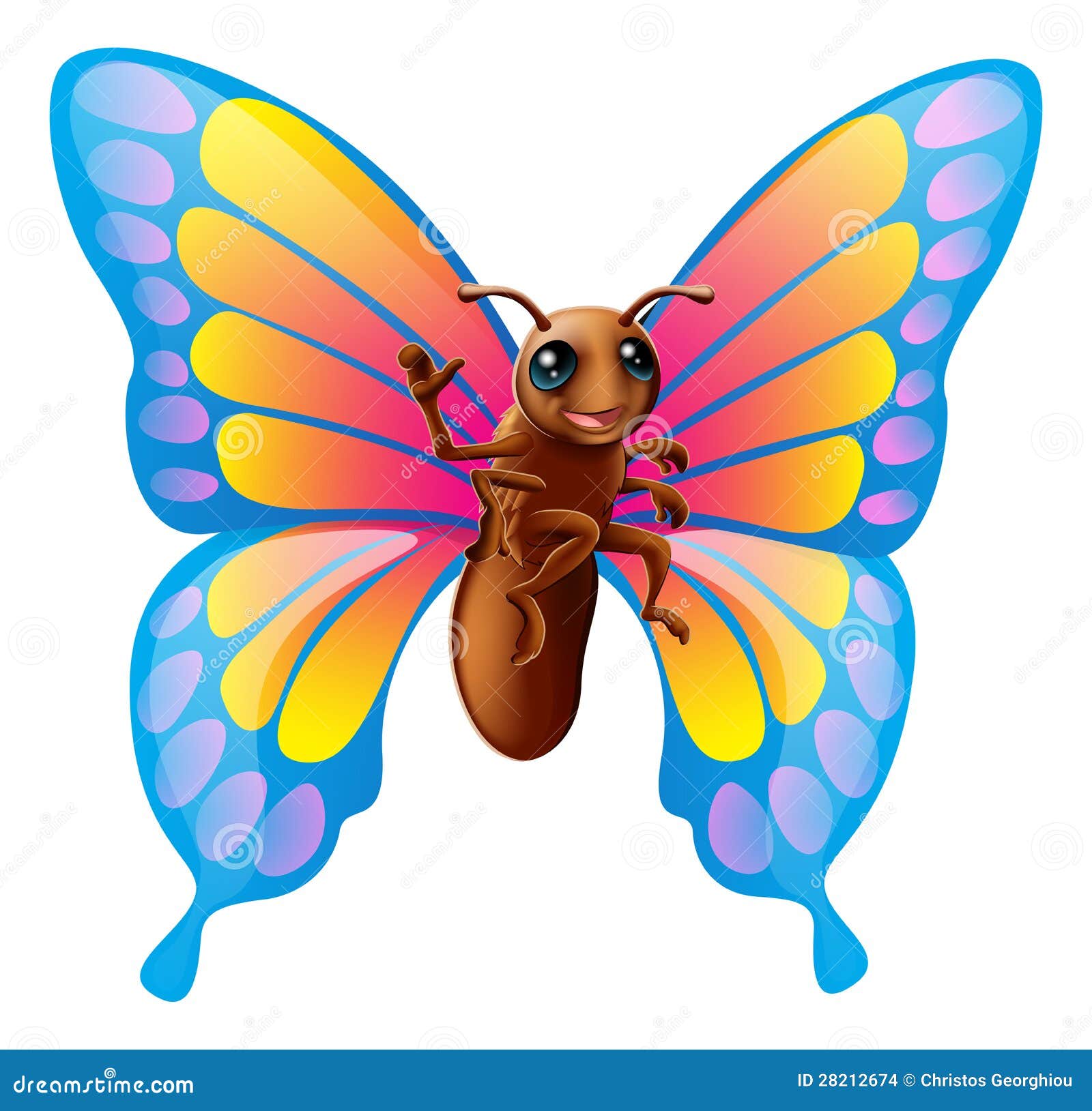 Cute cartoon butterfly stock vector. Illustration of smiling - 28212674