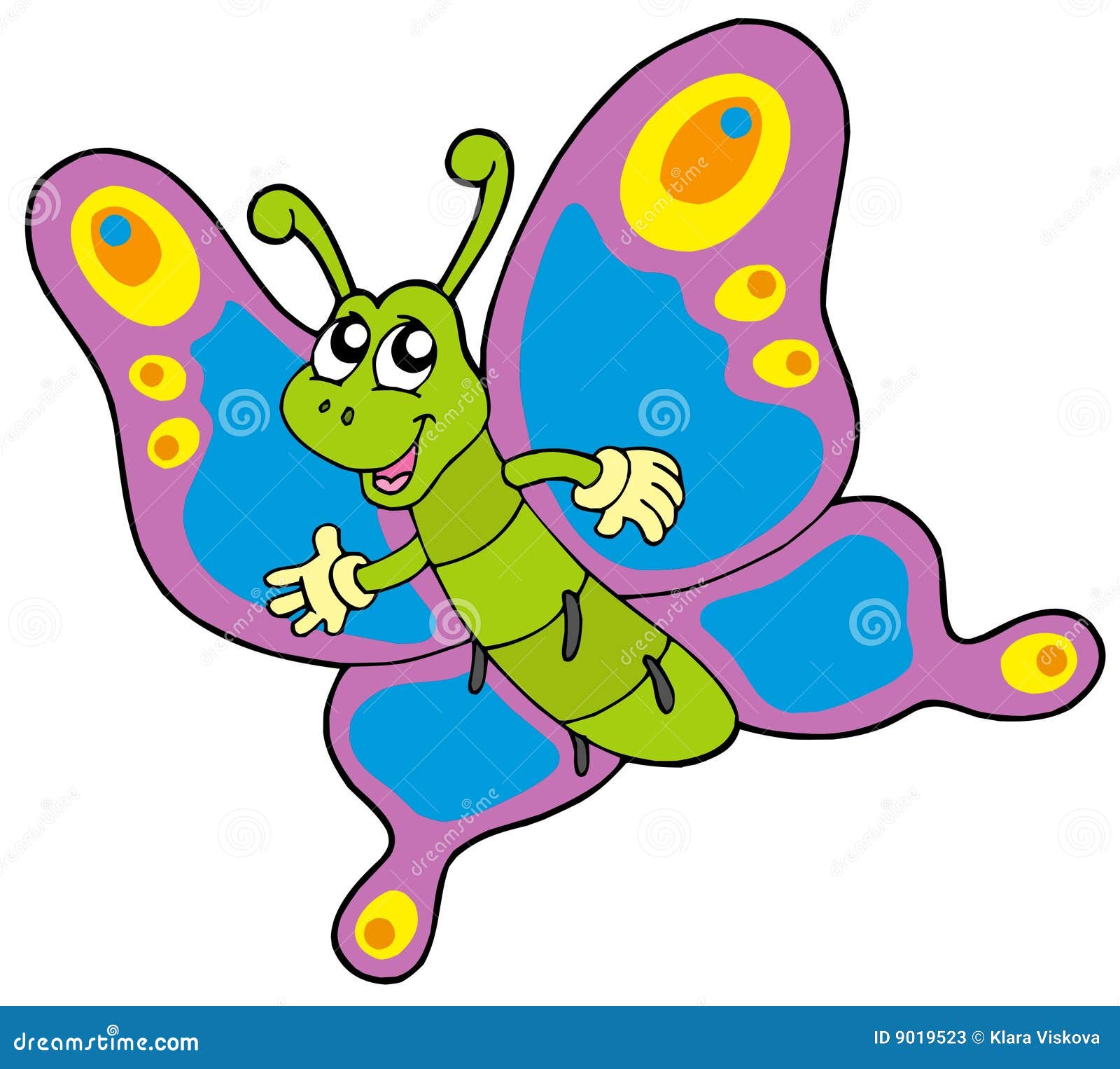Cute cartoon butterfly stock vector. Illustration of colors - 9019523