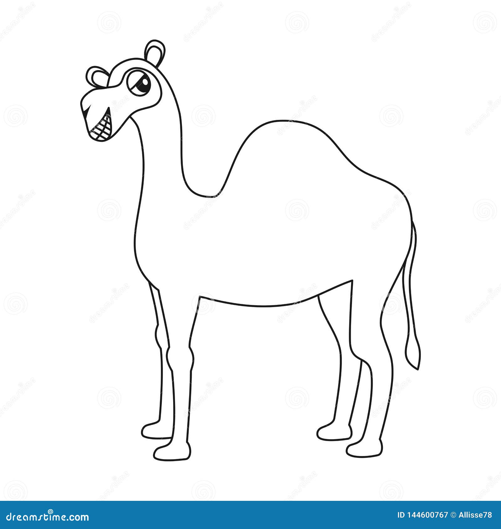 Download Cute Cartoon Camel Dromedary Black And White Vector Illustration For Coloring Art Stock Vector ...