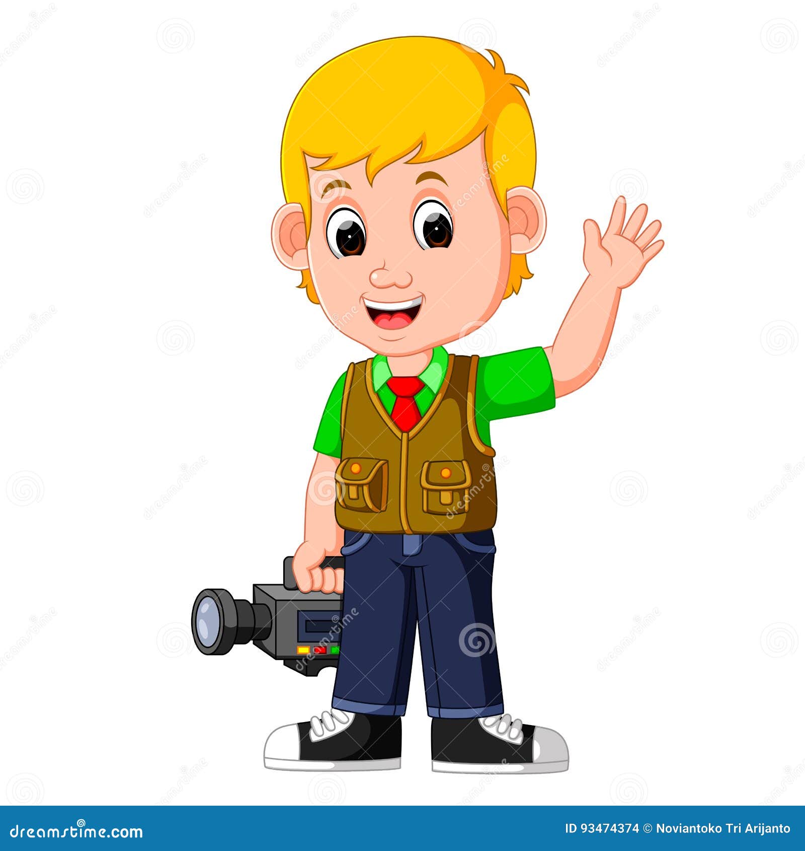 Cartoon Cameraman Filming With Camera RoyaltyFree Stock Photography