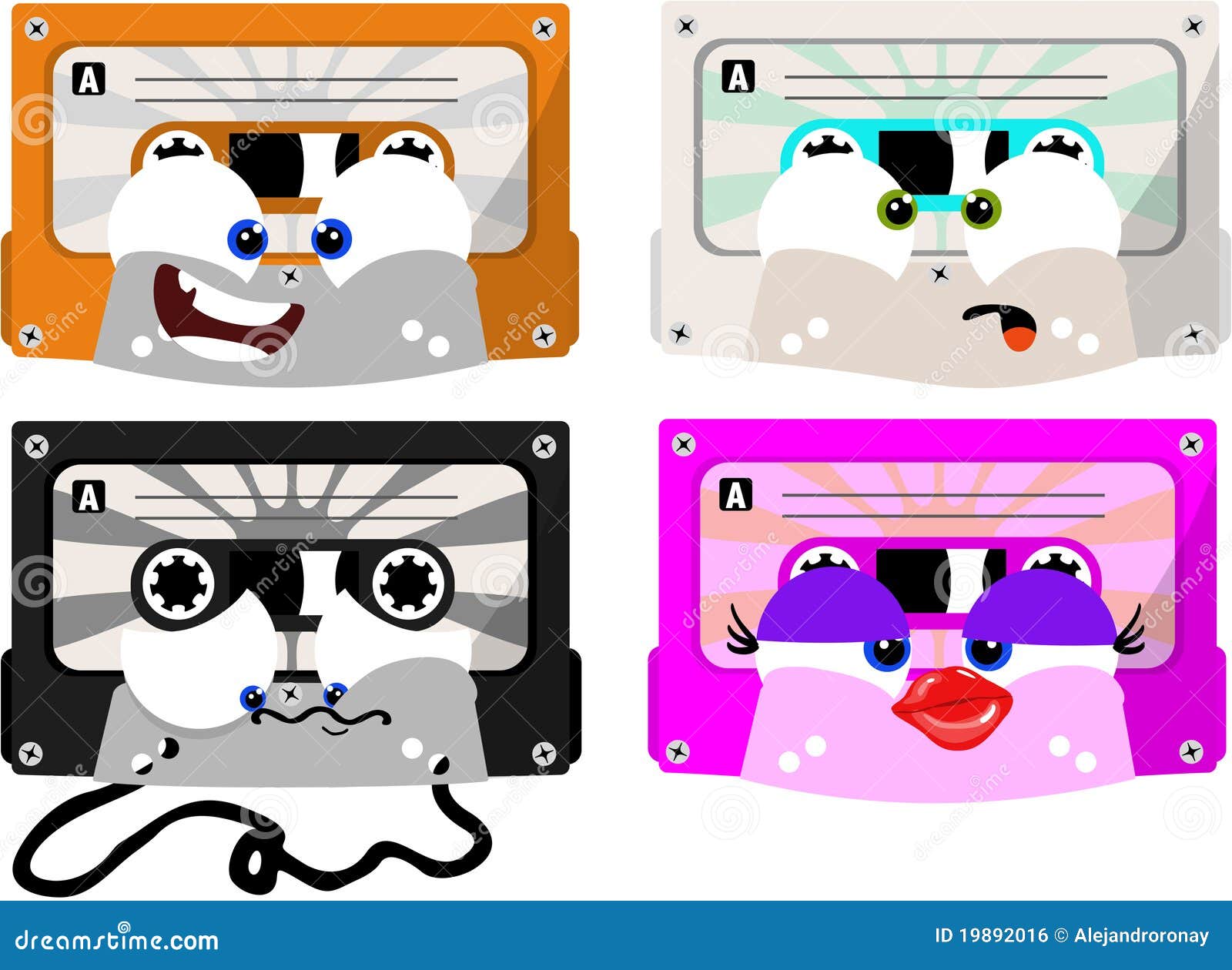 Cute cartoon cassettes stock illustration. Illustration of 1950 19892016