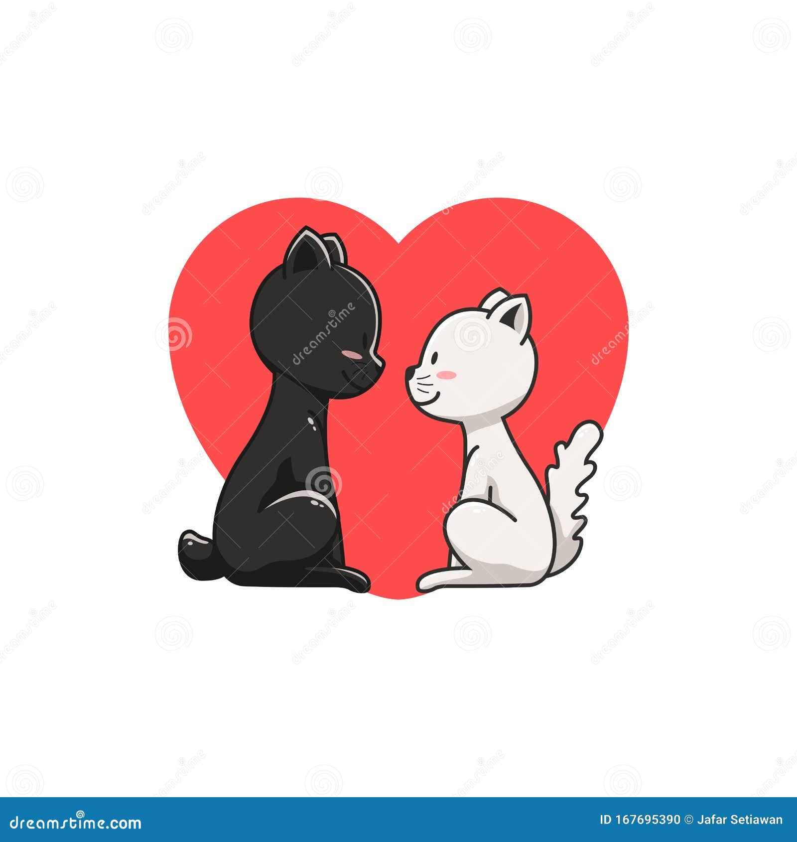 Cute Cartoon of Cat Couple in Love Stock Illustration - Illustration of  element, background: 167695390