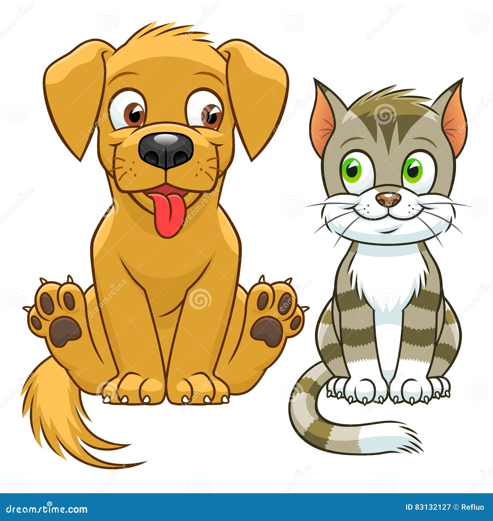 Cute cartoon cat and dog stock vector. Illustration of friendship ...