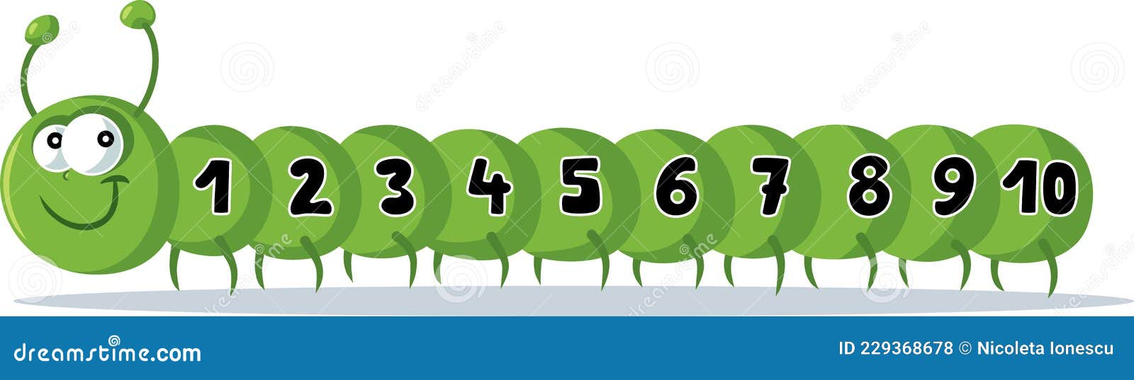 Cute Cartoon Caterpillar with Numbers Vector Mascot Stock Vector -  Illustration of activity, happy: 229368678