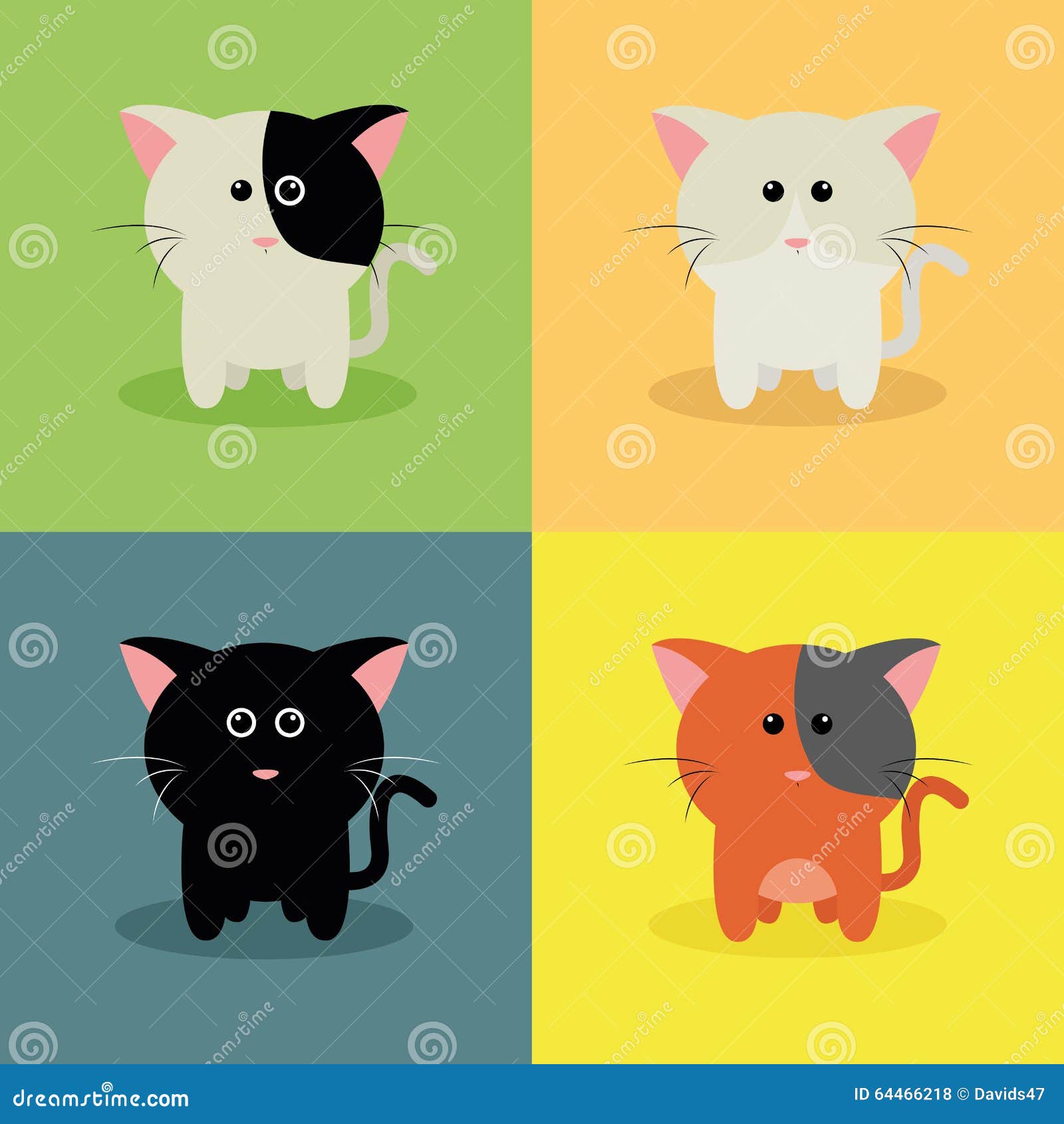 Cute Cartoon cats stock vector. Illustration of hipster 64466218