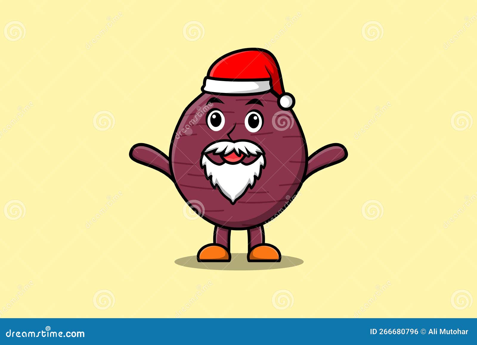 Cute Cartoon Character Sweet Potato Santa Claus Stock Vector