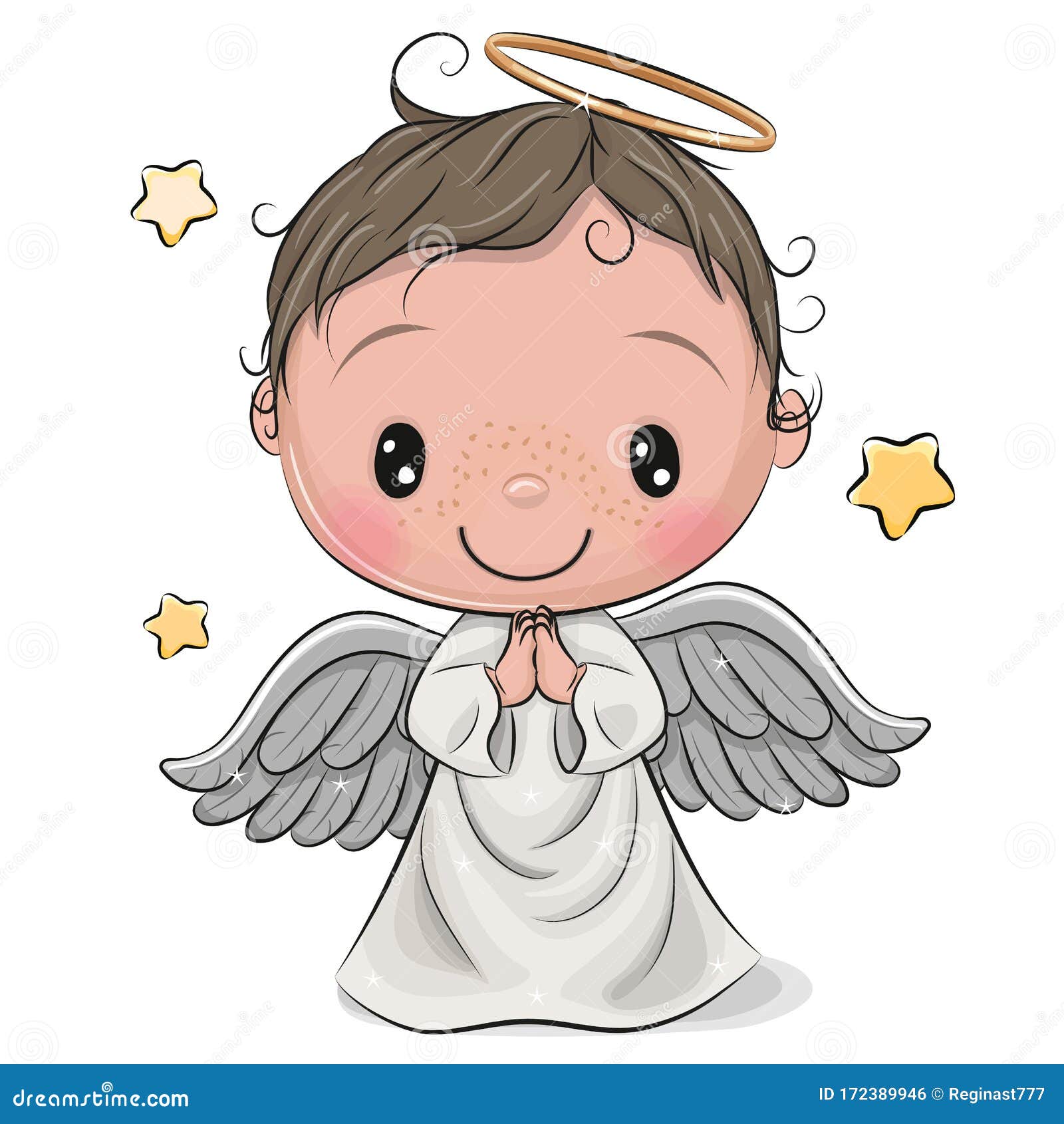 cartoon christmas angel boy  on white background