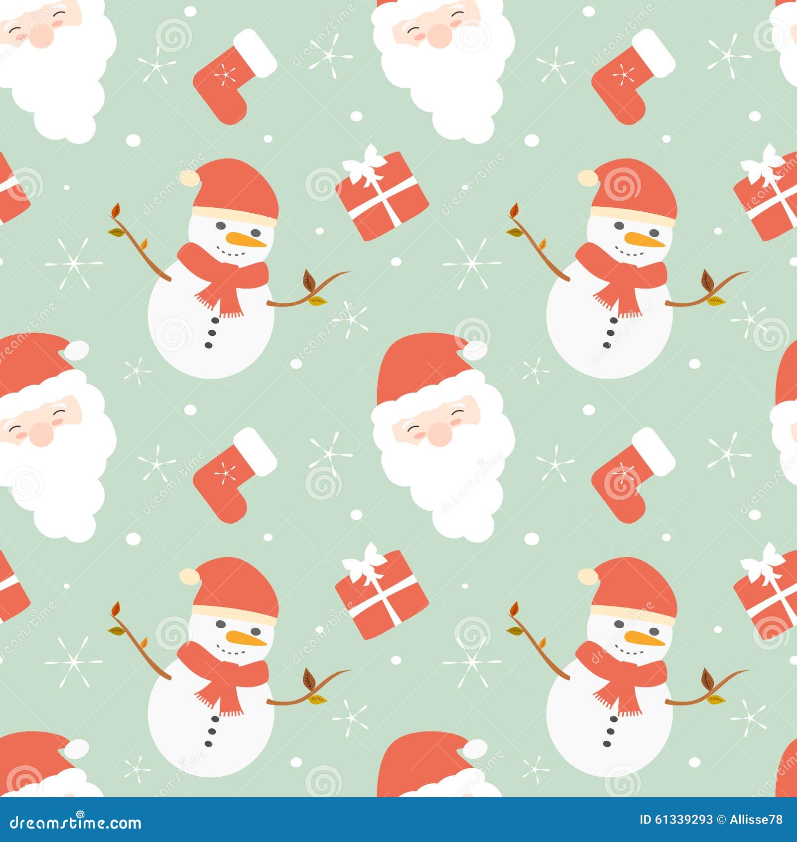 Cute Cartoon Christmas Seamless Pattern Background ...