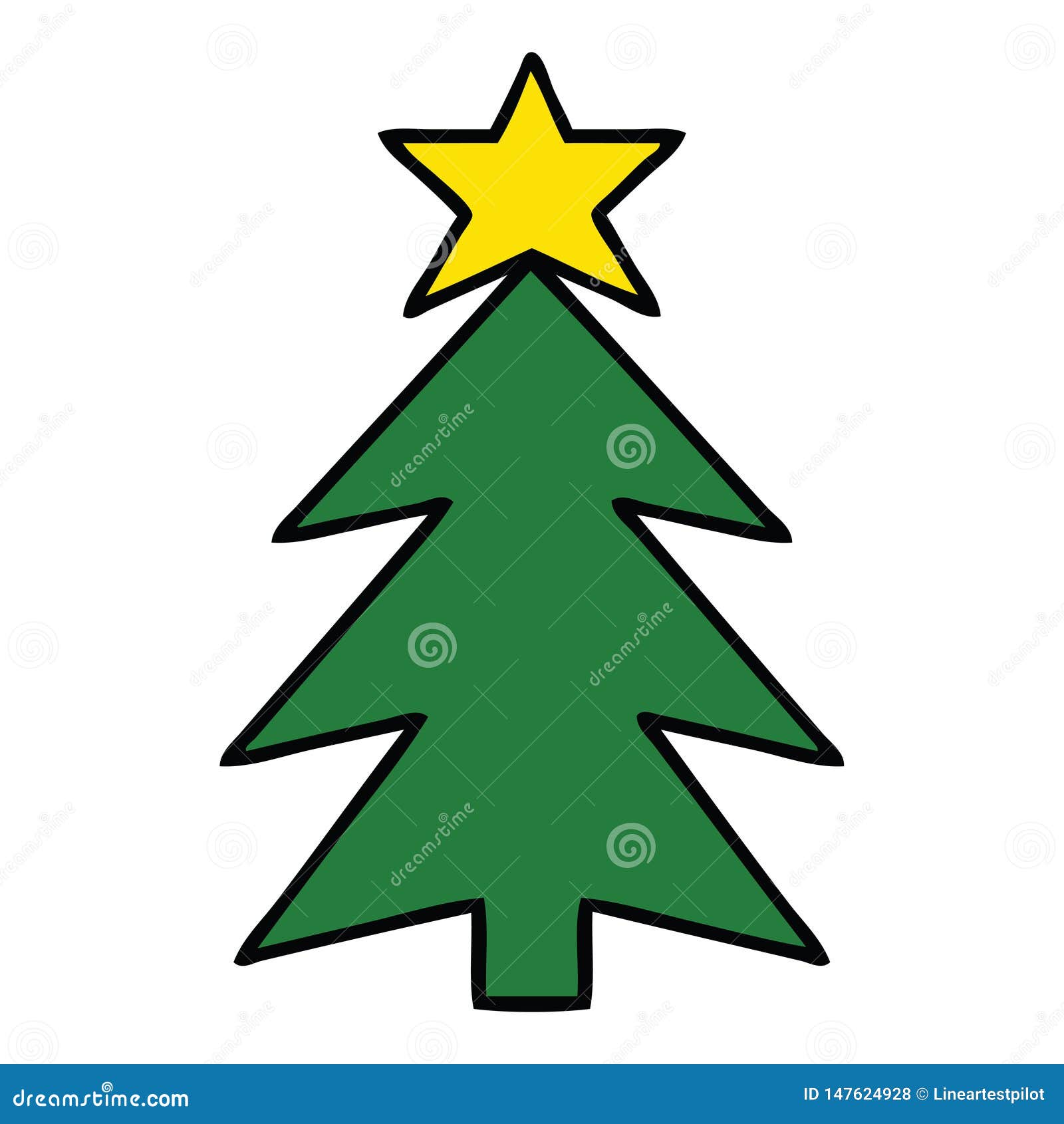Cute Cartoon Christmas Tree Stock Vector - Illustration of clipart,  drawing: 147624928