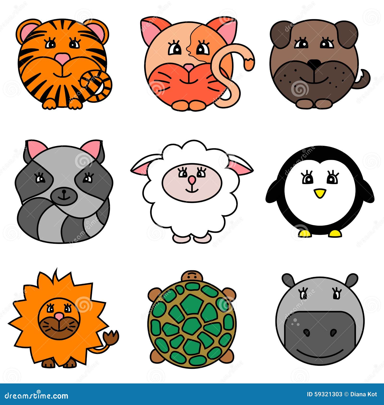Cute Cartoon Circle Animals Collection Stock Illustration - Illustration of behemoth, adorable: 59321303 Cute Cartoon Circle Animals Collection Stock Illustration - Illustration of behemoth, adorable: 59321303