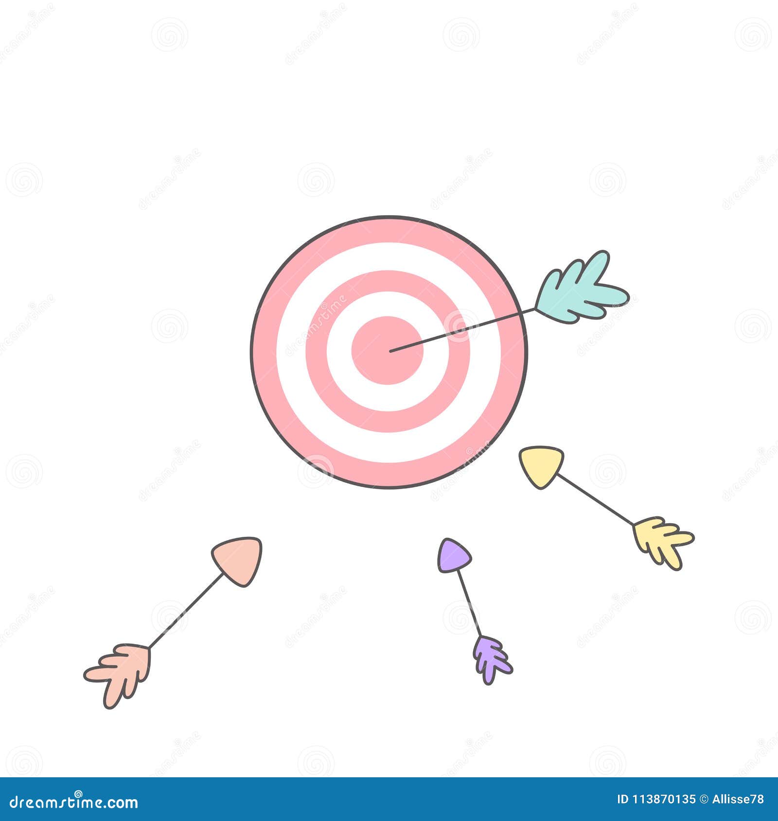 Cute Cartoon Colorful Target Vector Illustration Stock Vector