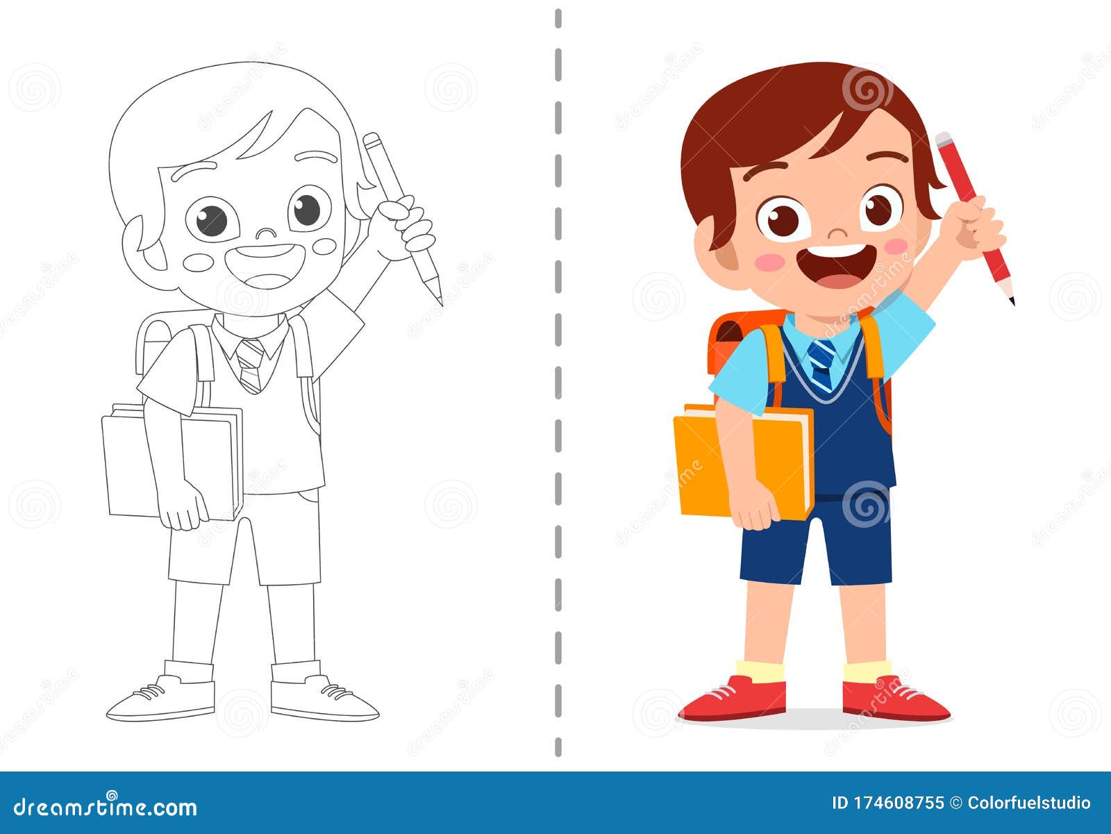 Cute Cartoon Coloring Book Template for Kids Stock Vector